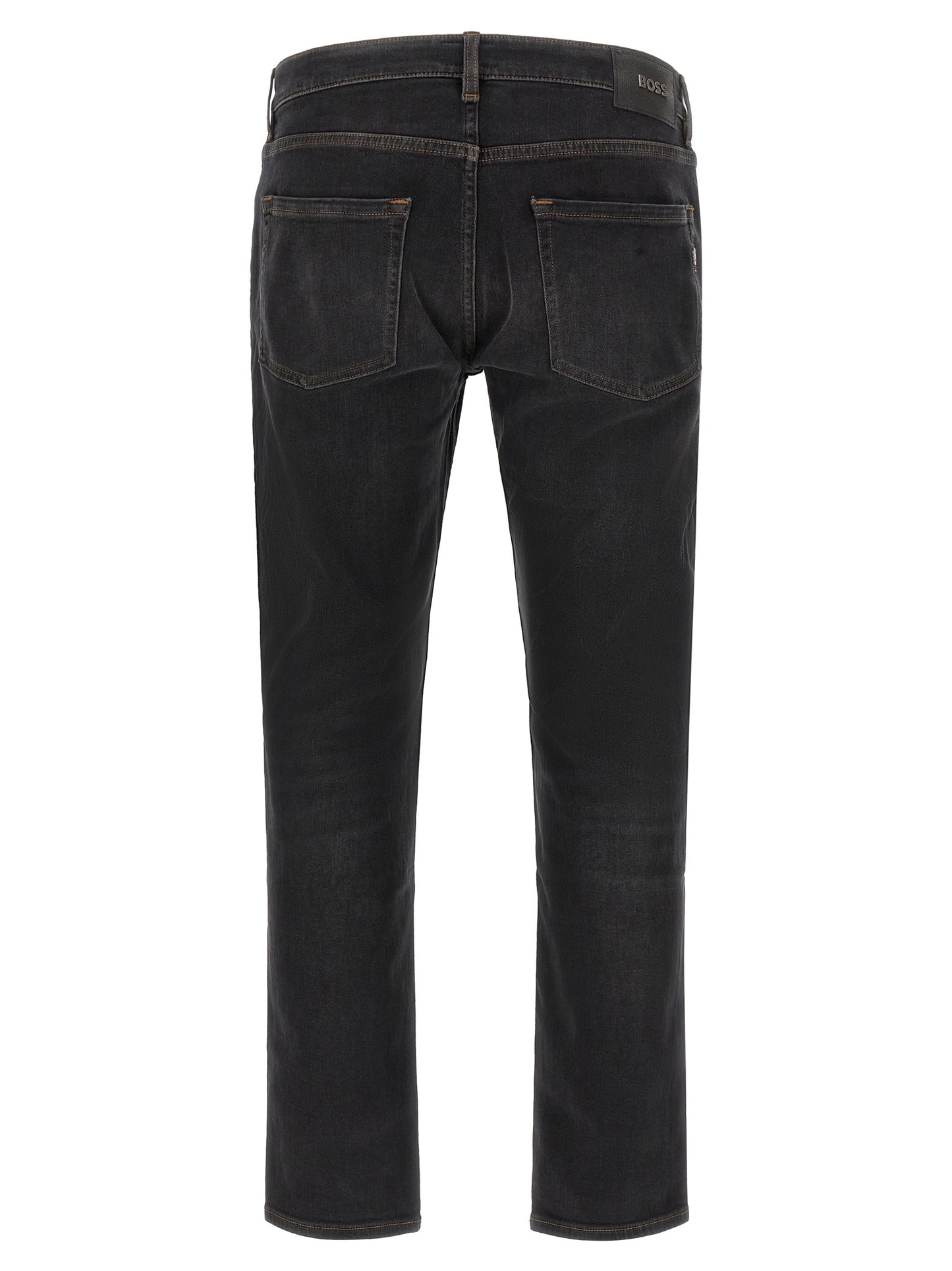 Black Cotton Straight-Leg Jeans