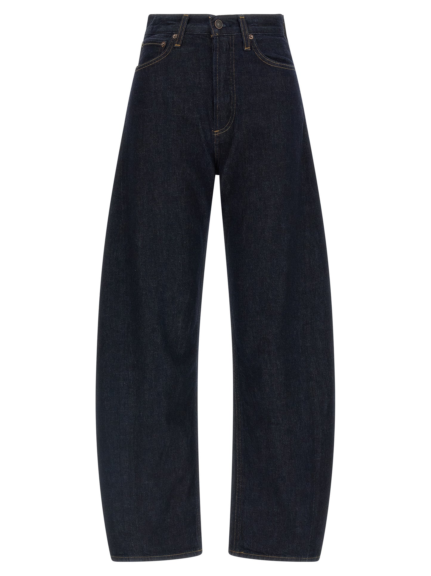 Blue Cotton High-Waisted Jean