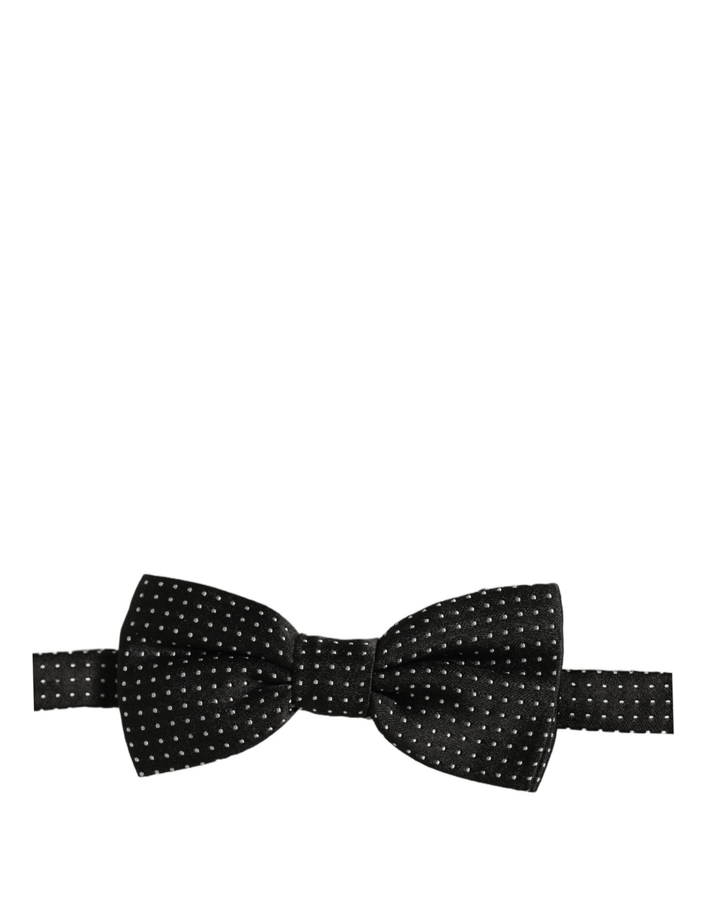 Men Dark Gray White PolkaDot Adjustable Bow Tie