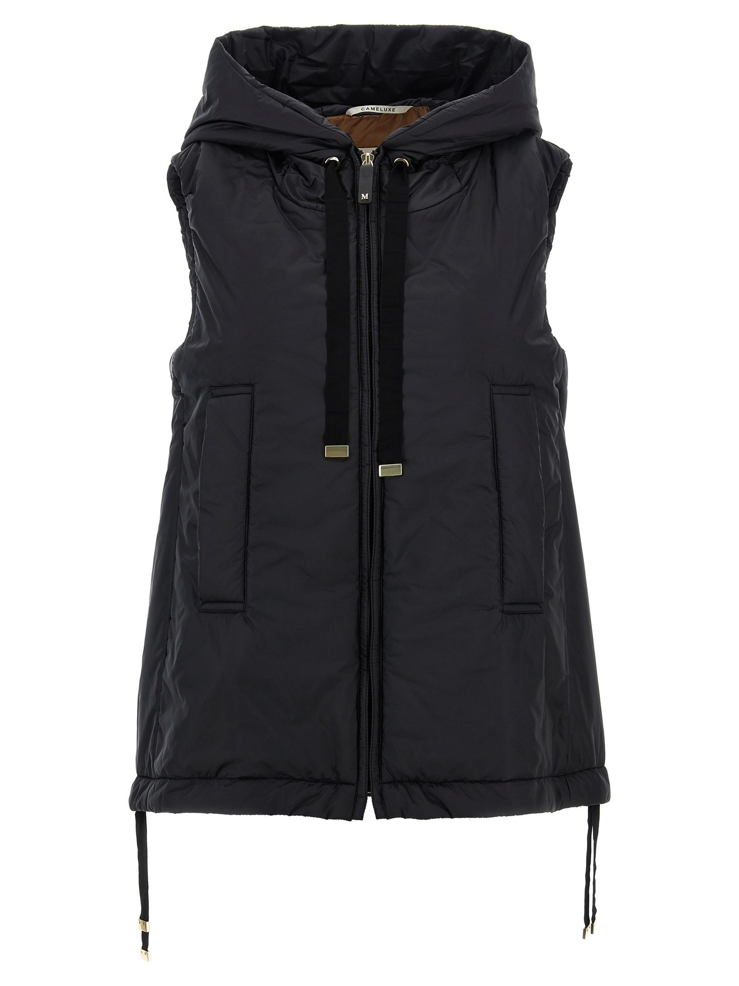 Black Polyester Sleeveless Jacket