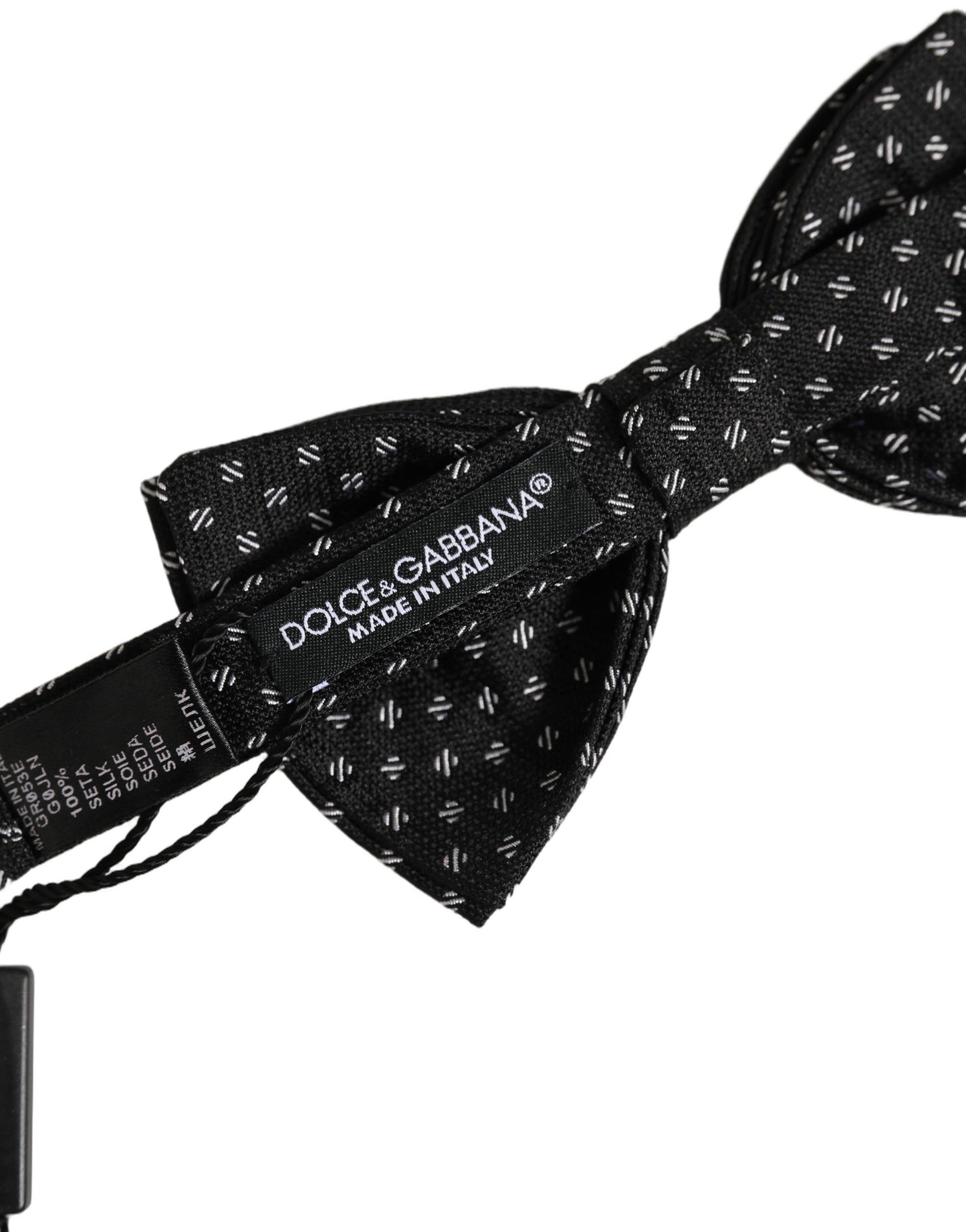 Men Black Patterned Adjustable Neck Papillon Bow Tie