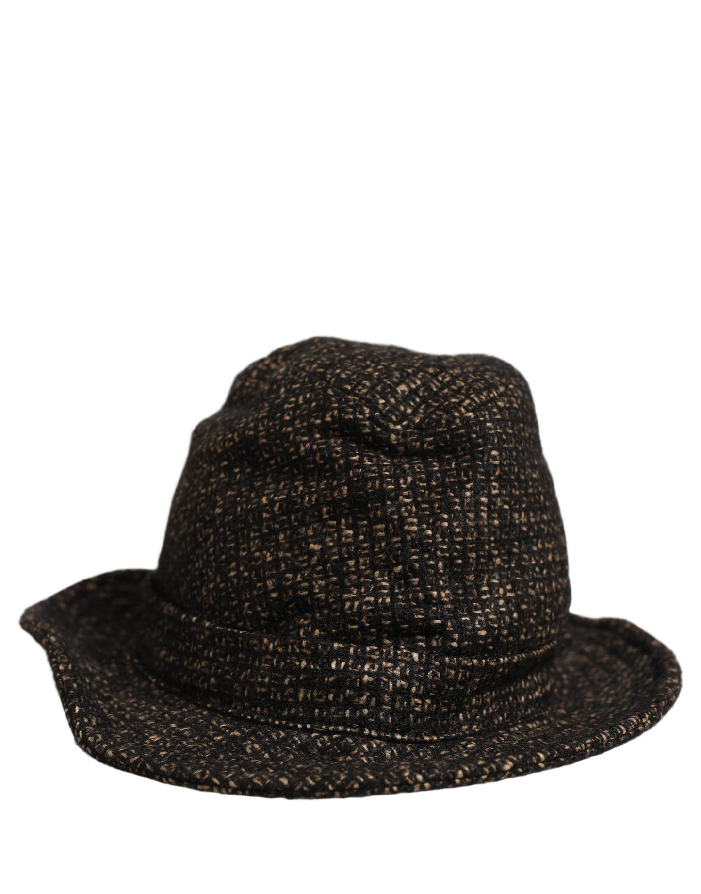 Gray Melange Blended Textured Tweed Capello Hat