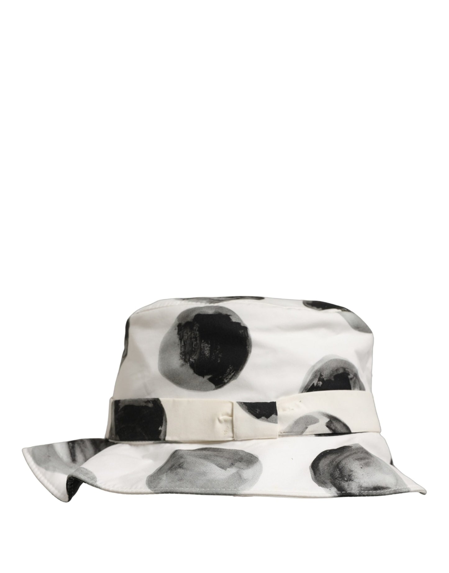 White Cotton Big Polka Dot Pattern Bucket Hat