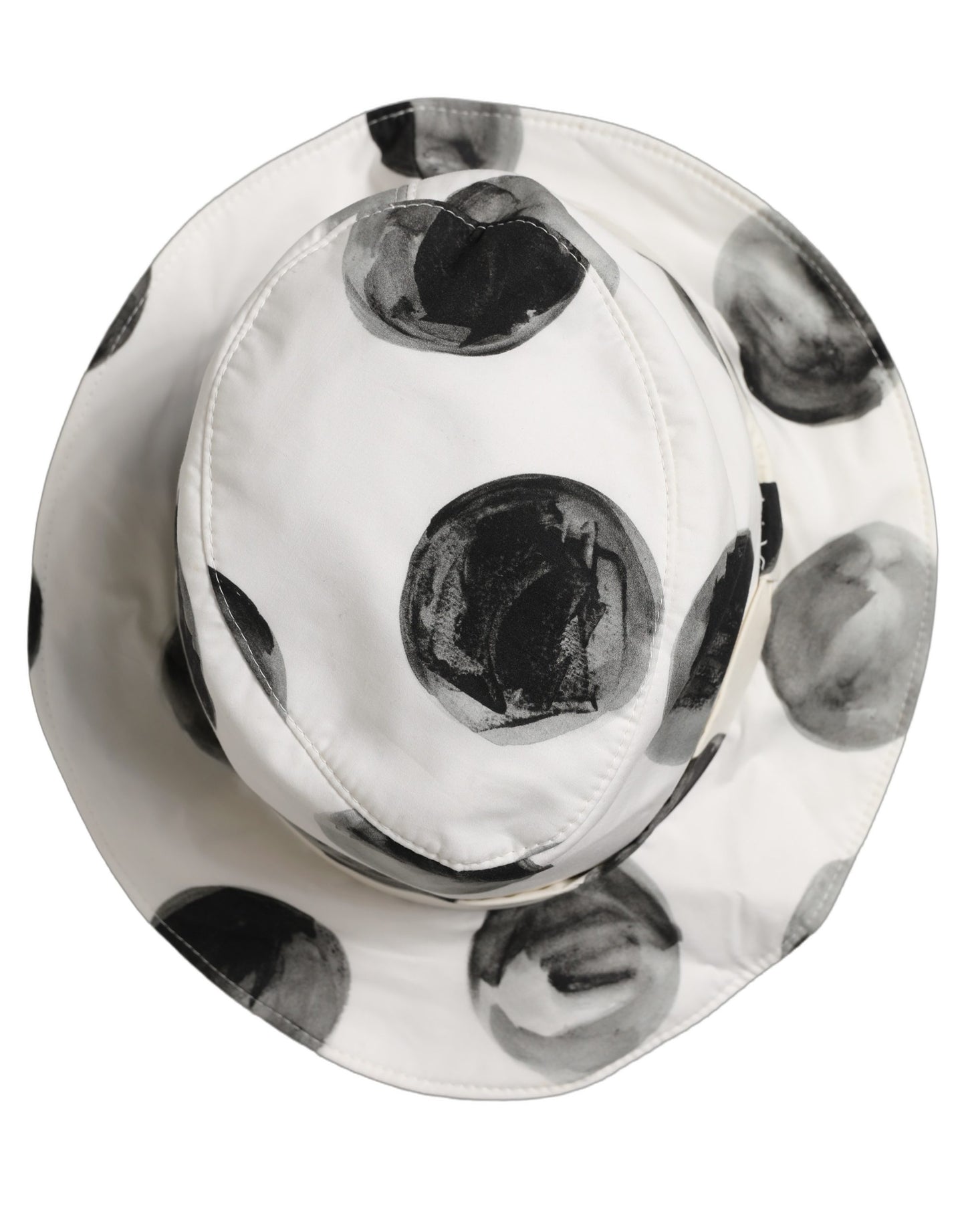 White Cotton Big Polka Dot Pattern Bucket Hat