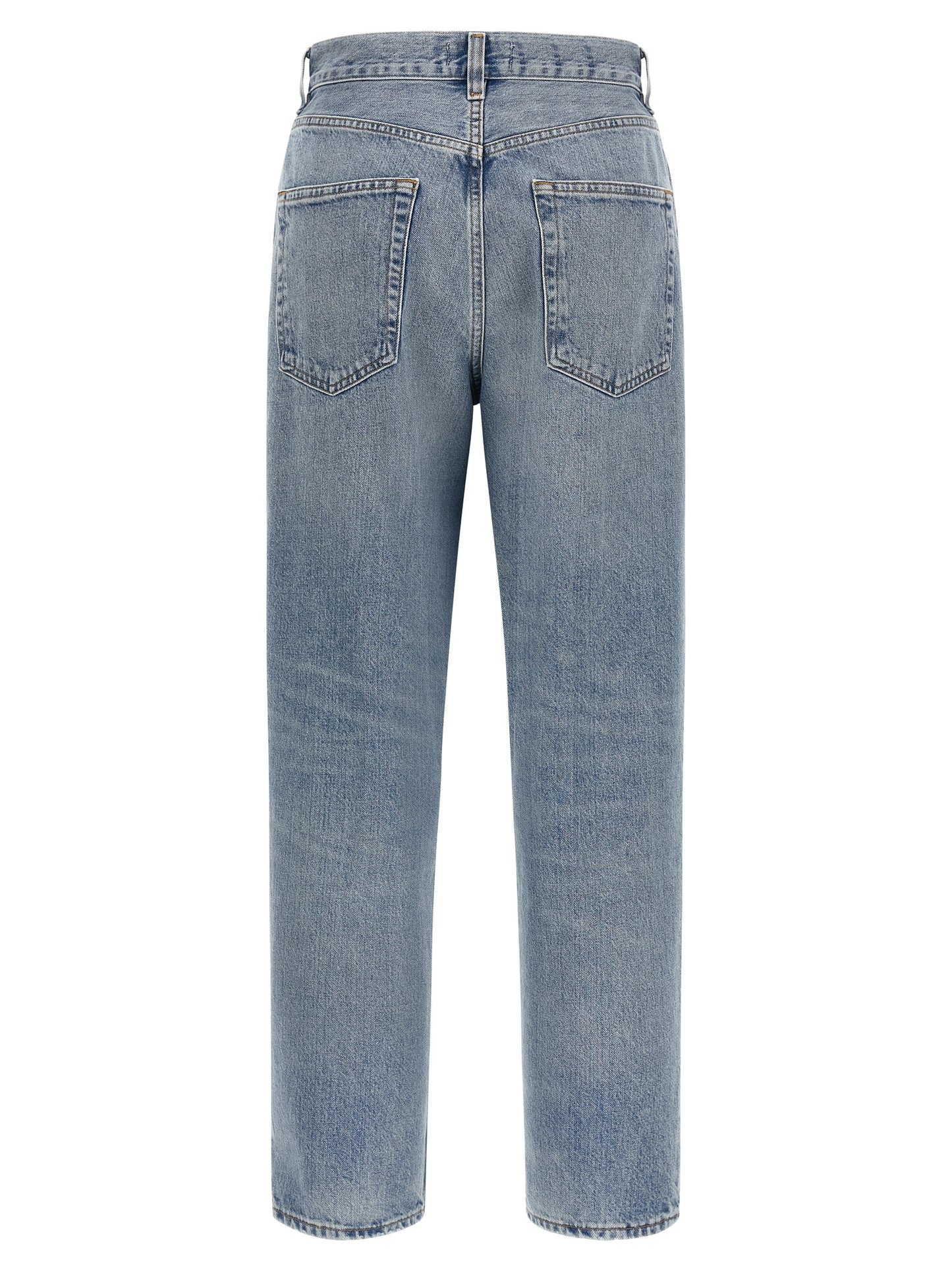 Blue Cotton Straight-Leg Jeans