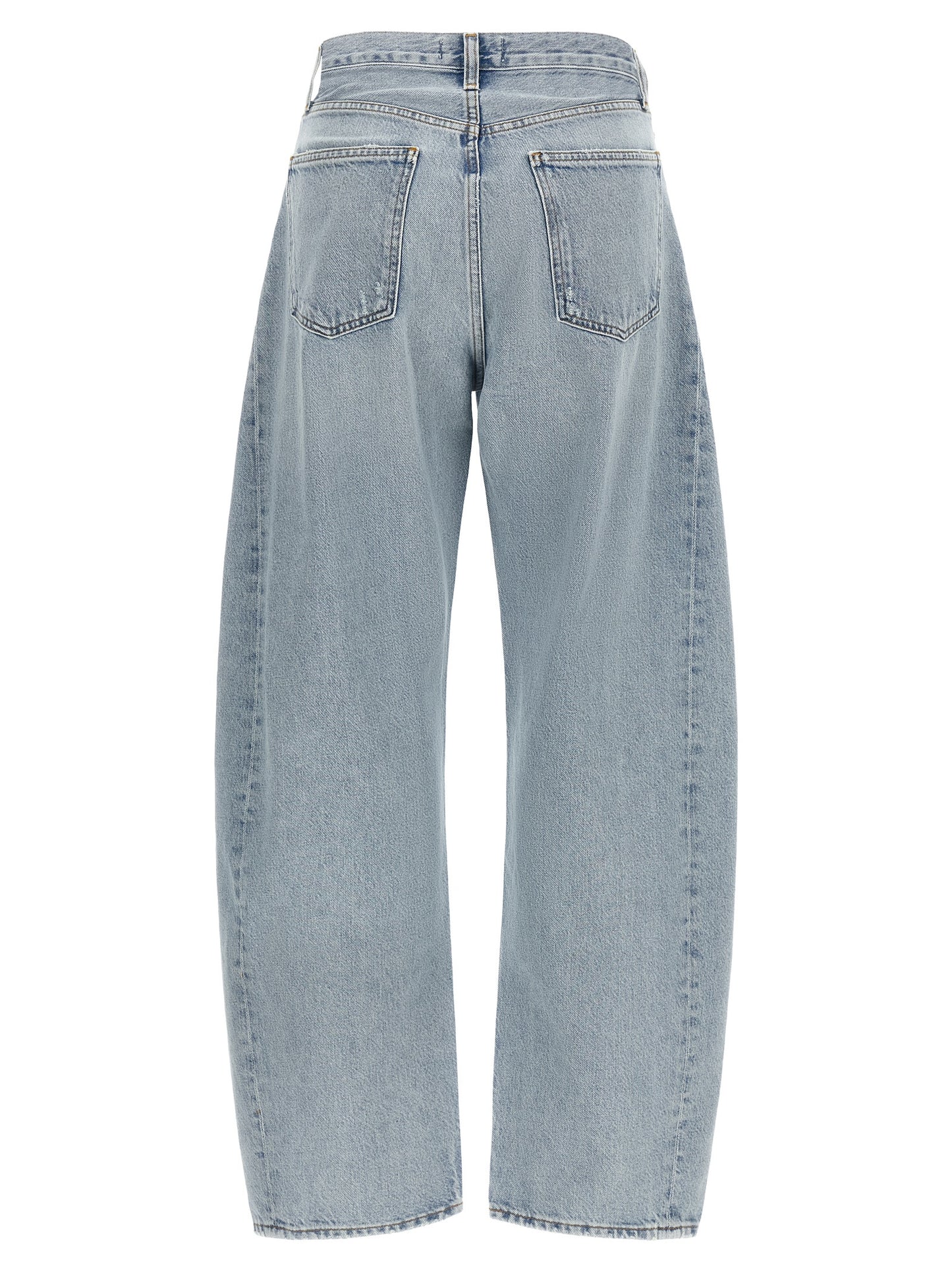 Blue Cotton High-Waisted Jean