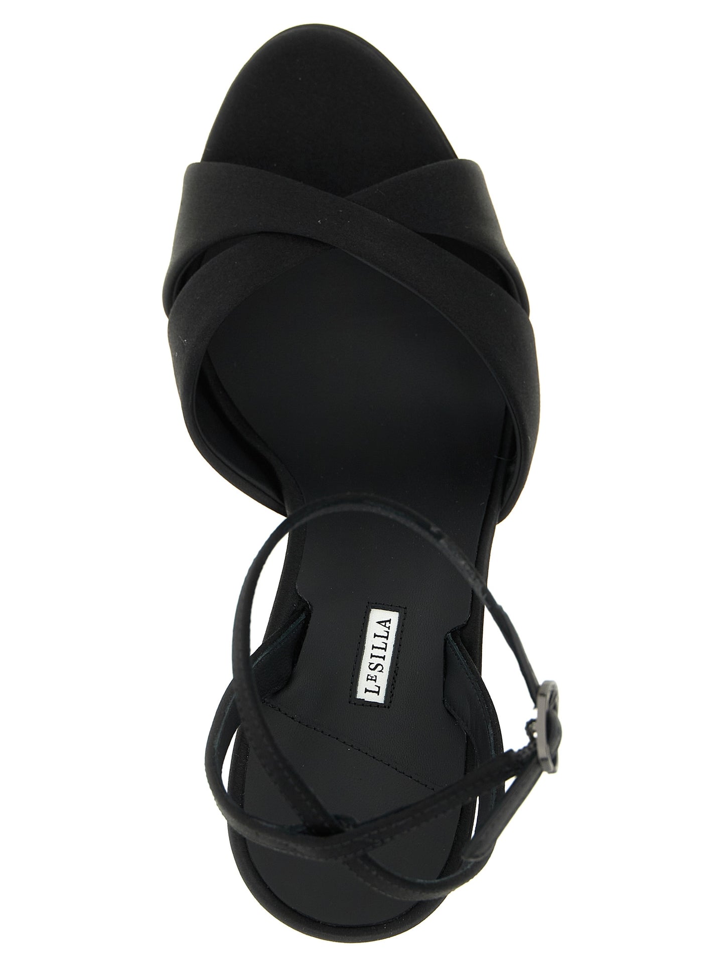 Black Viscose Stiletto Heel Sandals