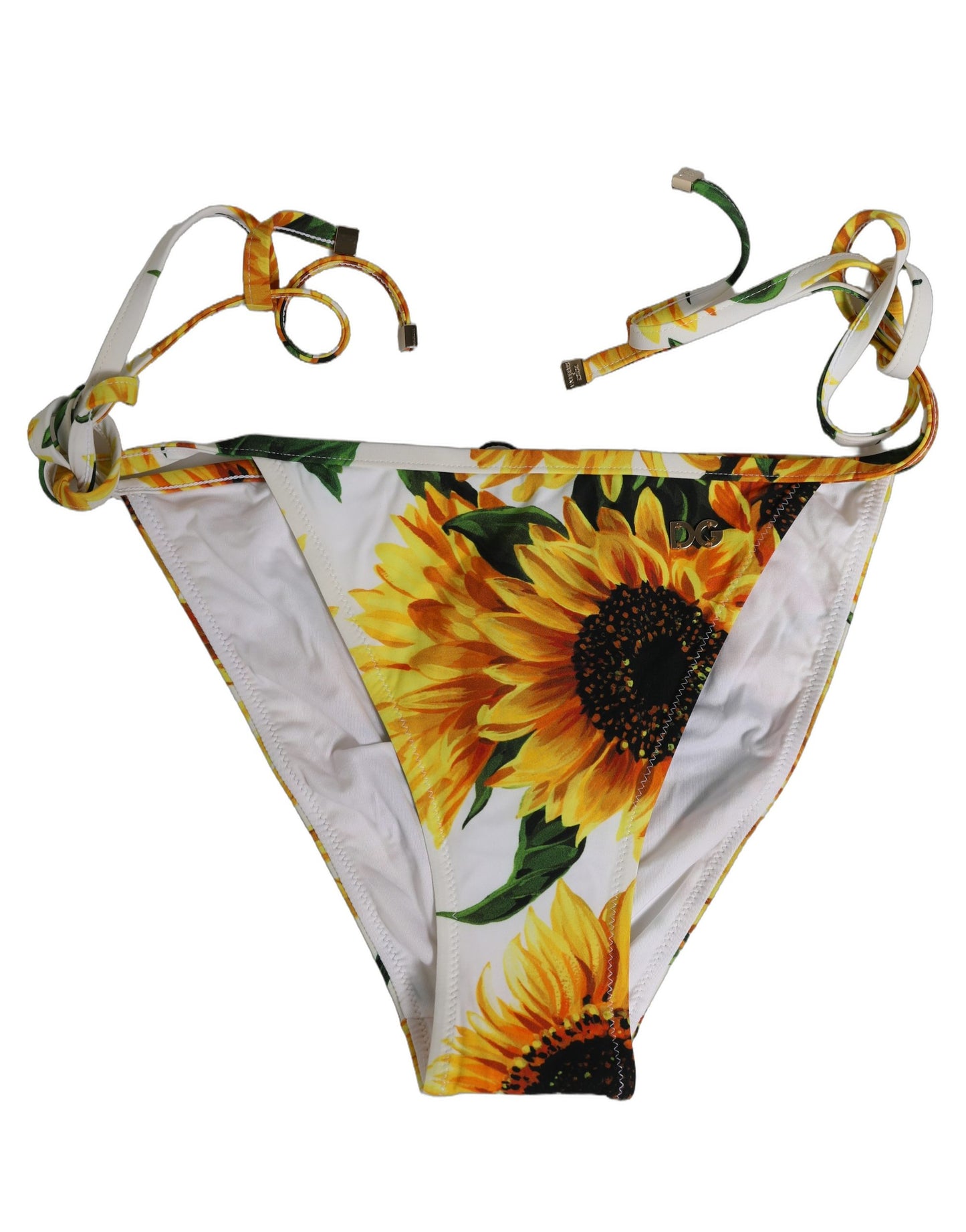 Bottom White Sunflower Nylon Beachwear Bikini