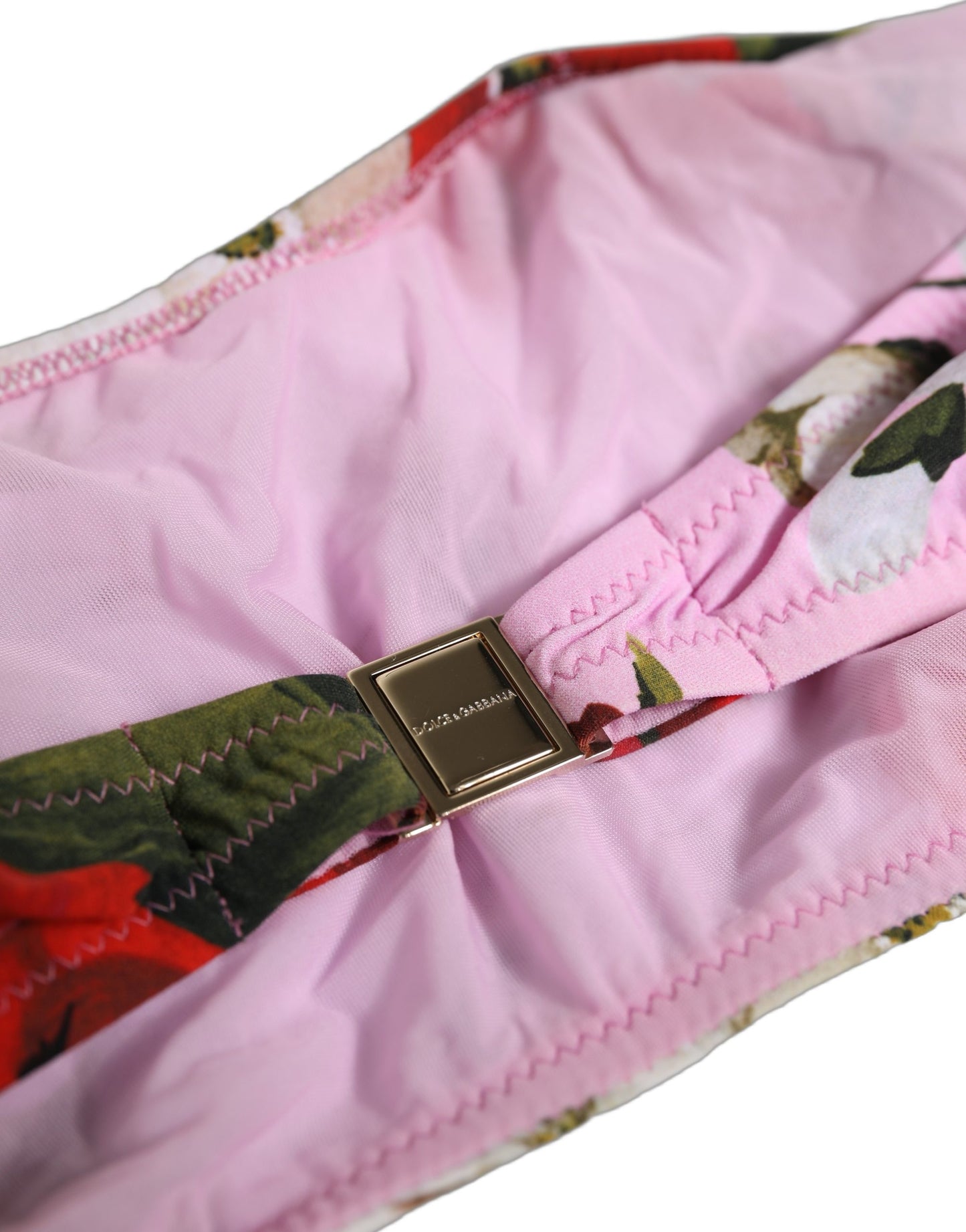 Pink Floral Print Bandeau Beachwear Bikini Top