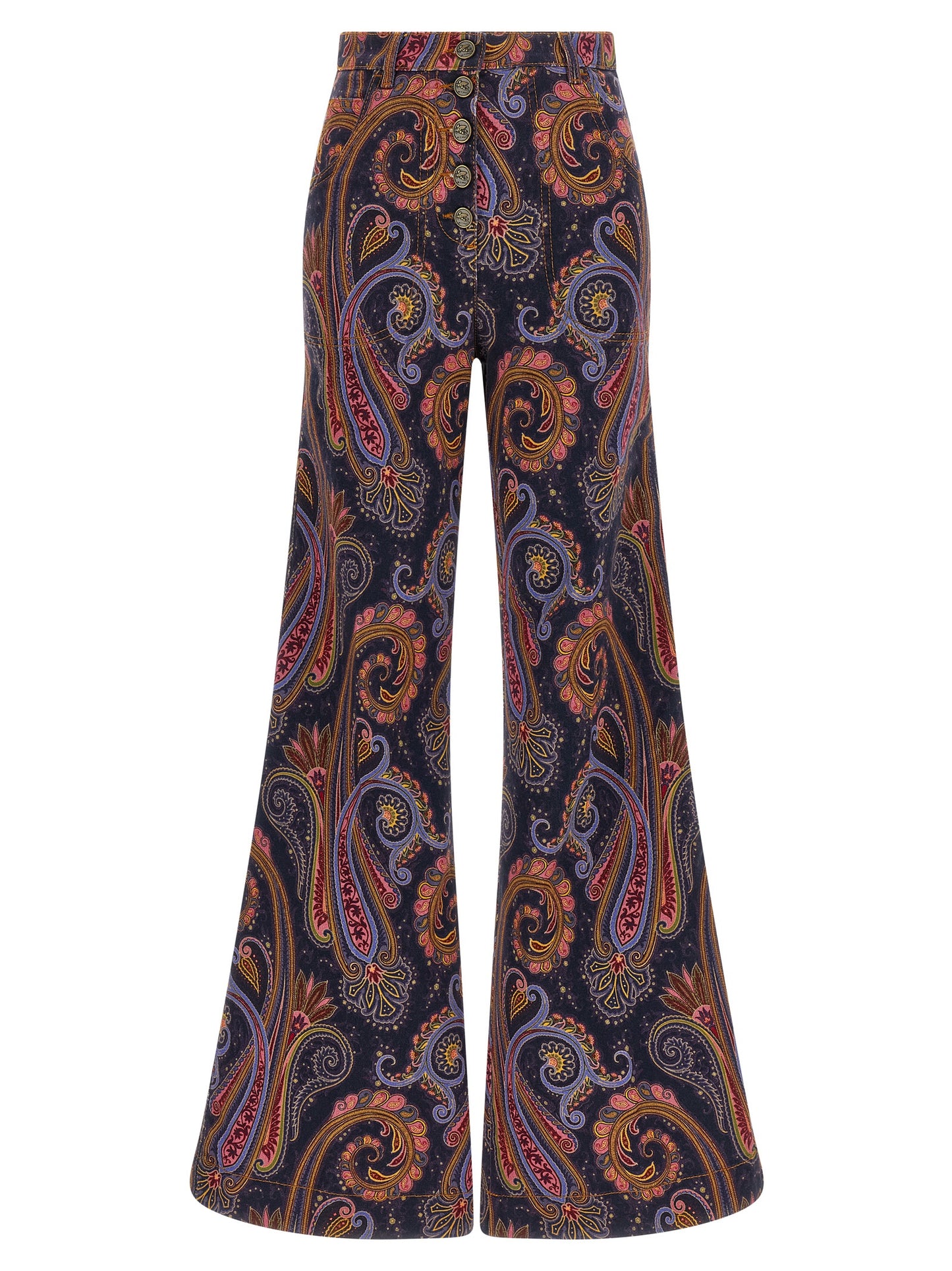 Multicolor Cotton Flared Jeans