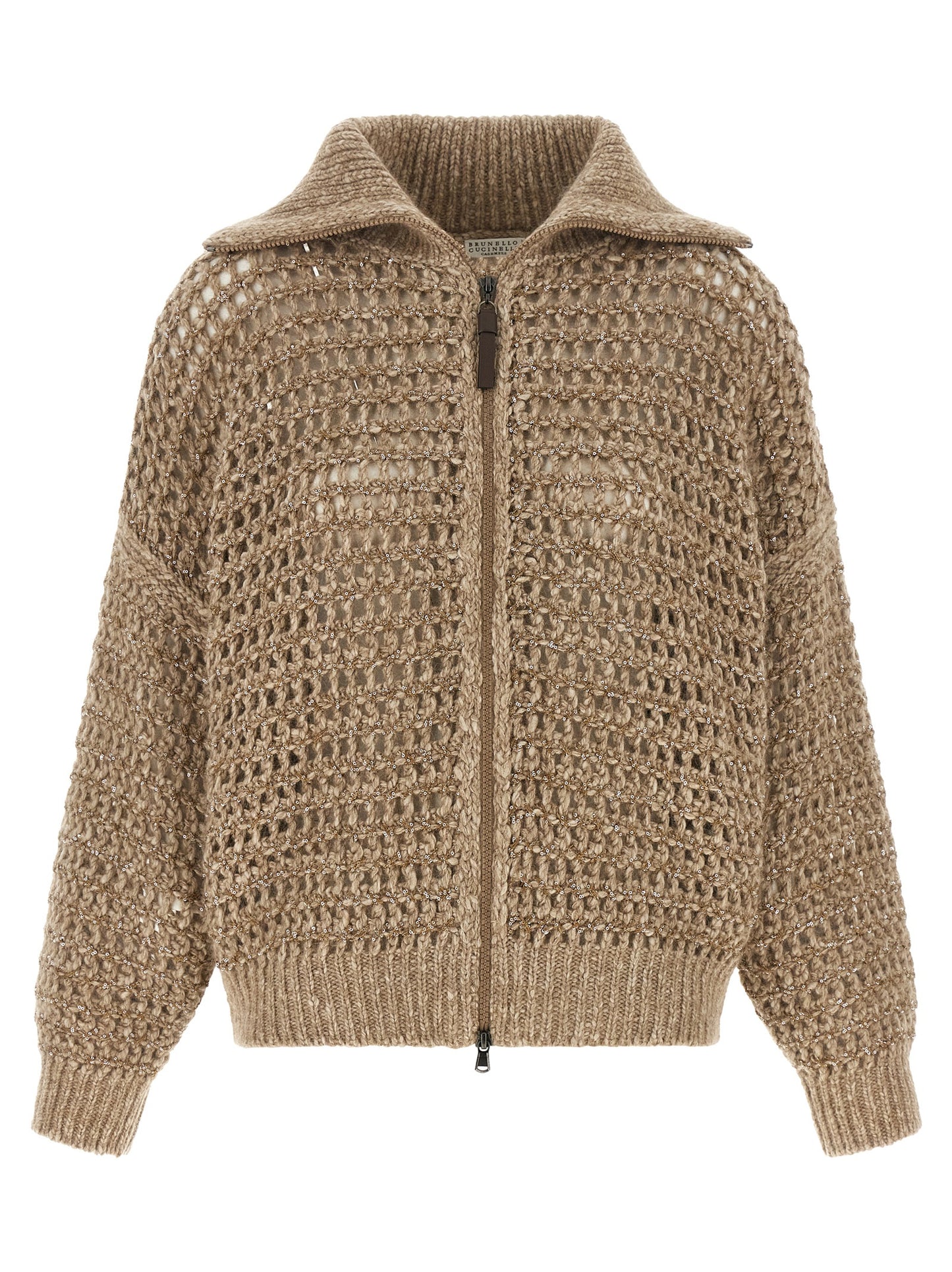 Beige Elastane Cardigan