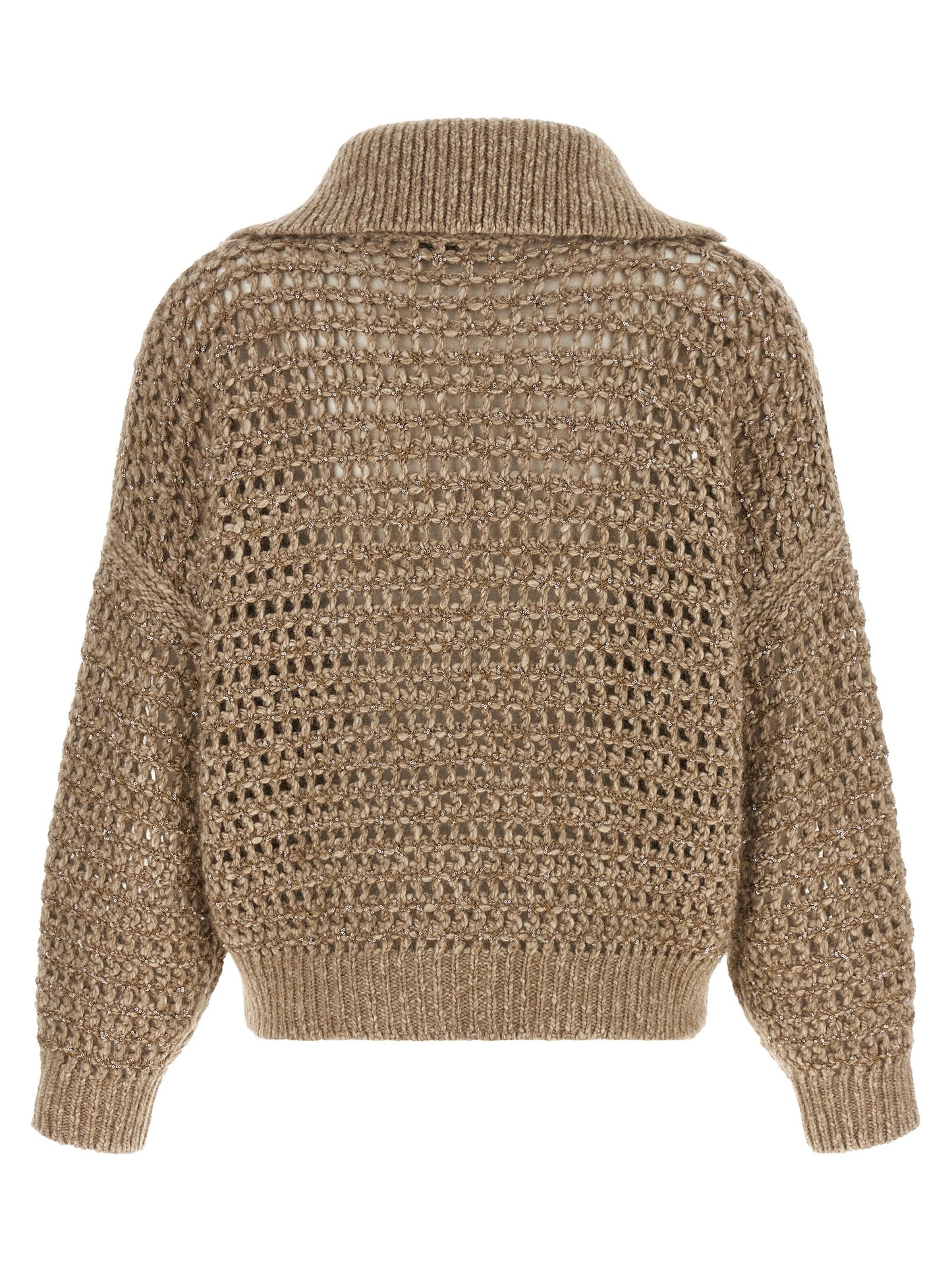 Beige Elastane Cardigan