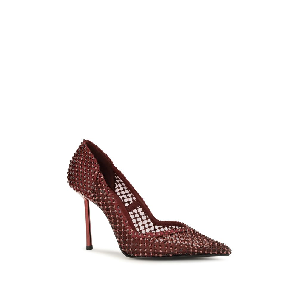 Red Satin High Heel Pumps
