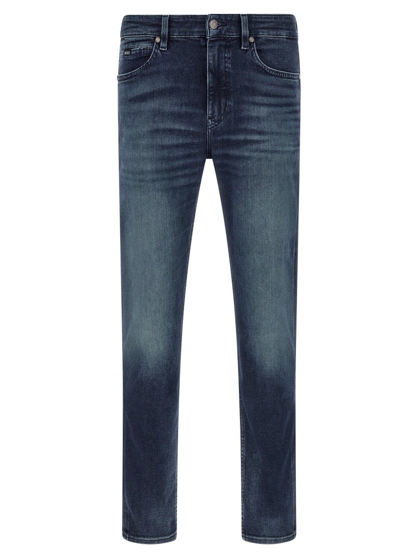 Blue Cotton Tapered Jeans