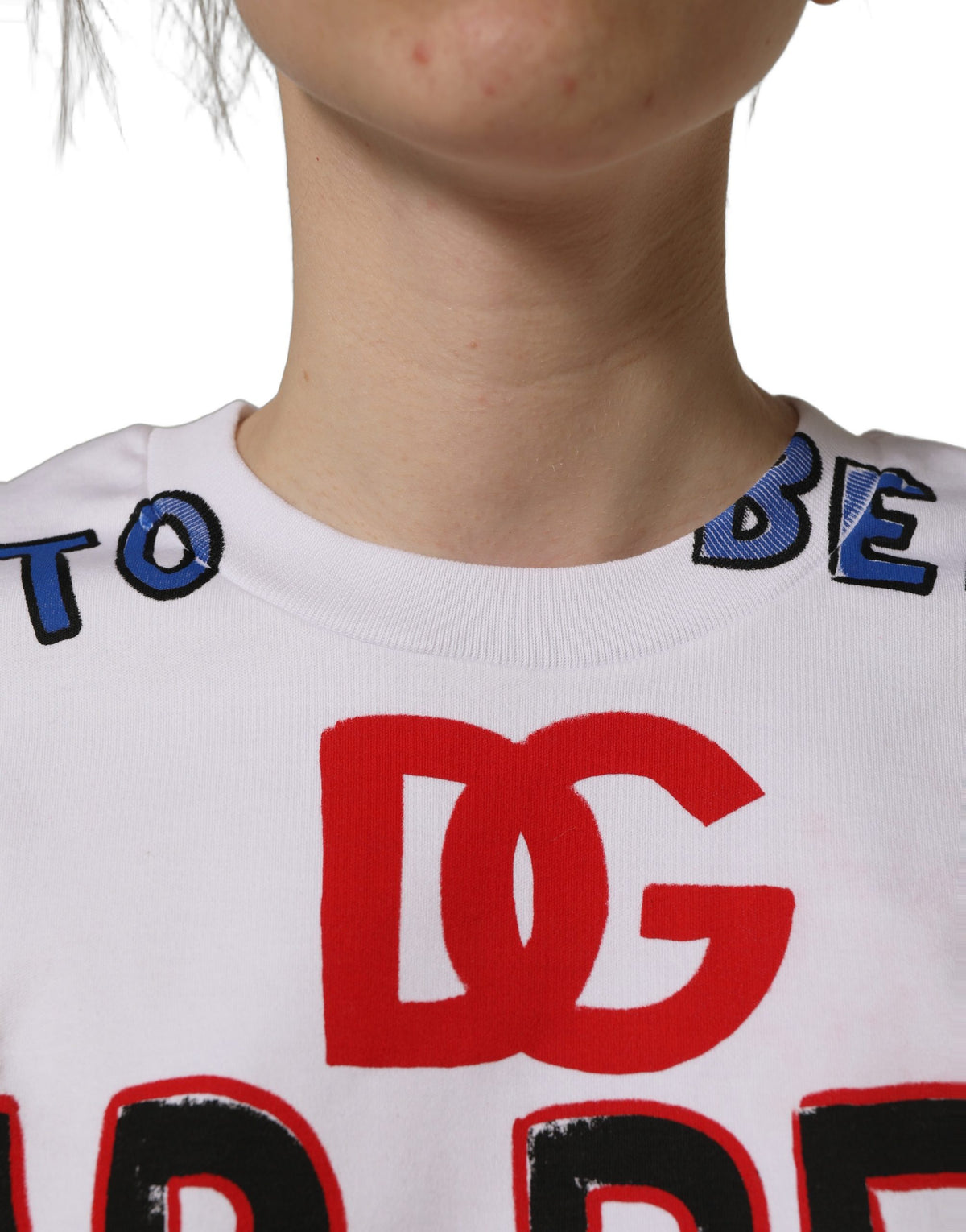 White Graphic Cotton Jersey Cropped T-shirt