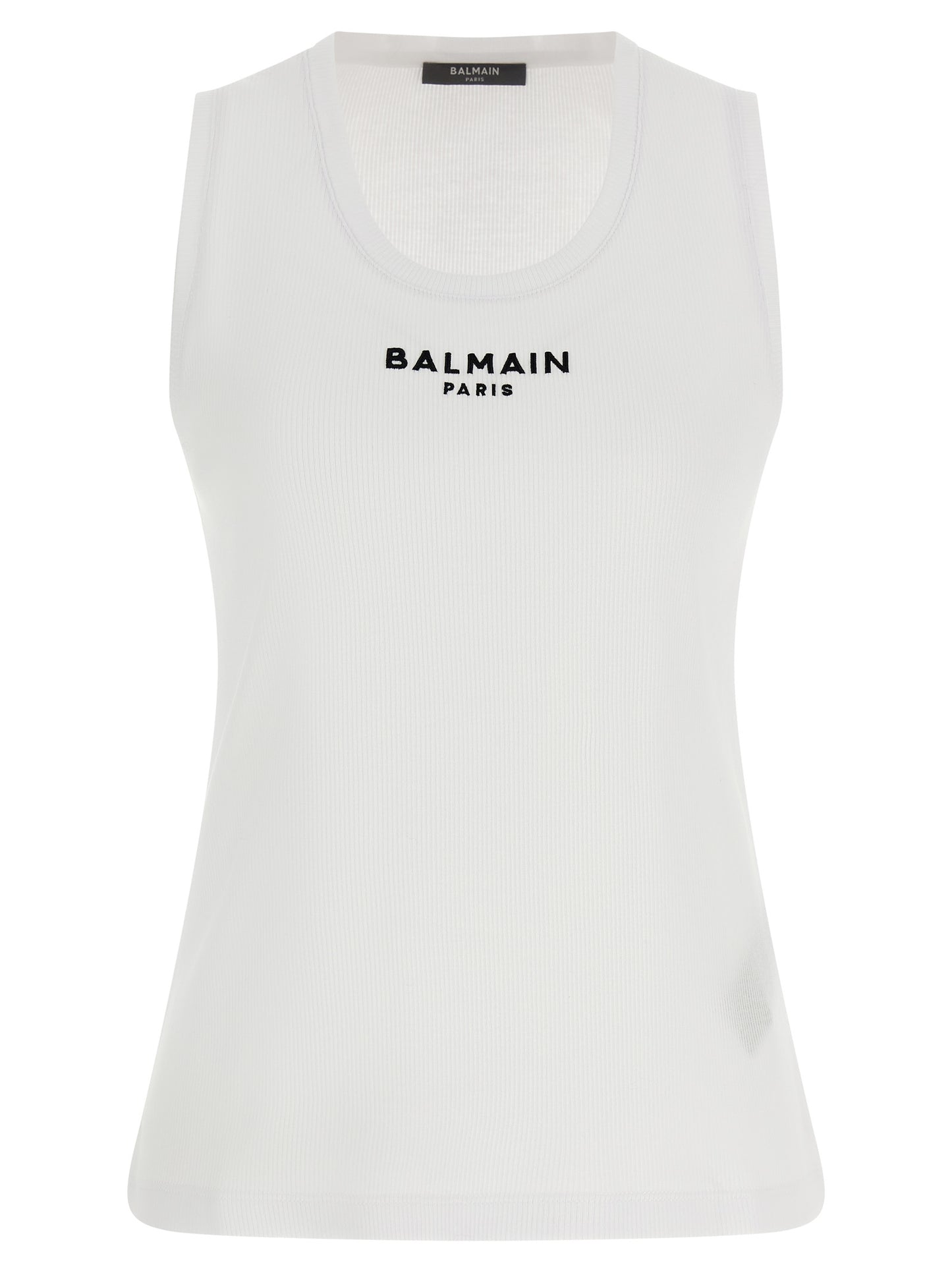 White Cotton Sleeveles T-Shirt
