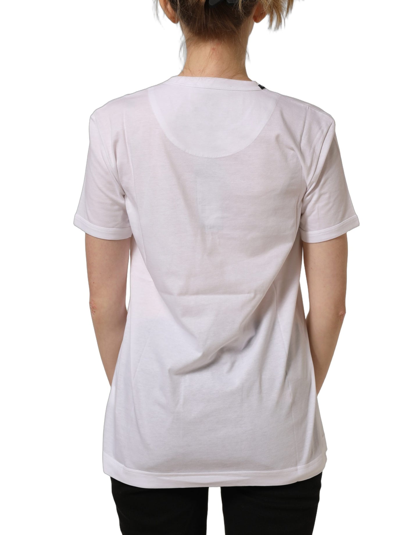 White Cotton Crew Neck Short Sleeves T-shirt