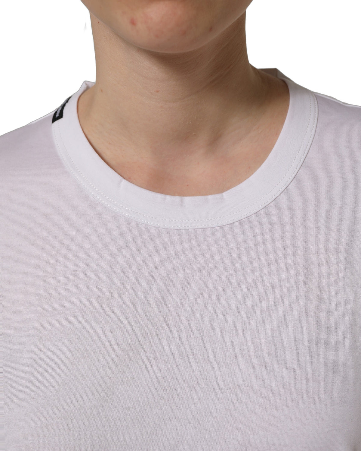White Cotton Crew Neck Short Sleeves T-shirt
