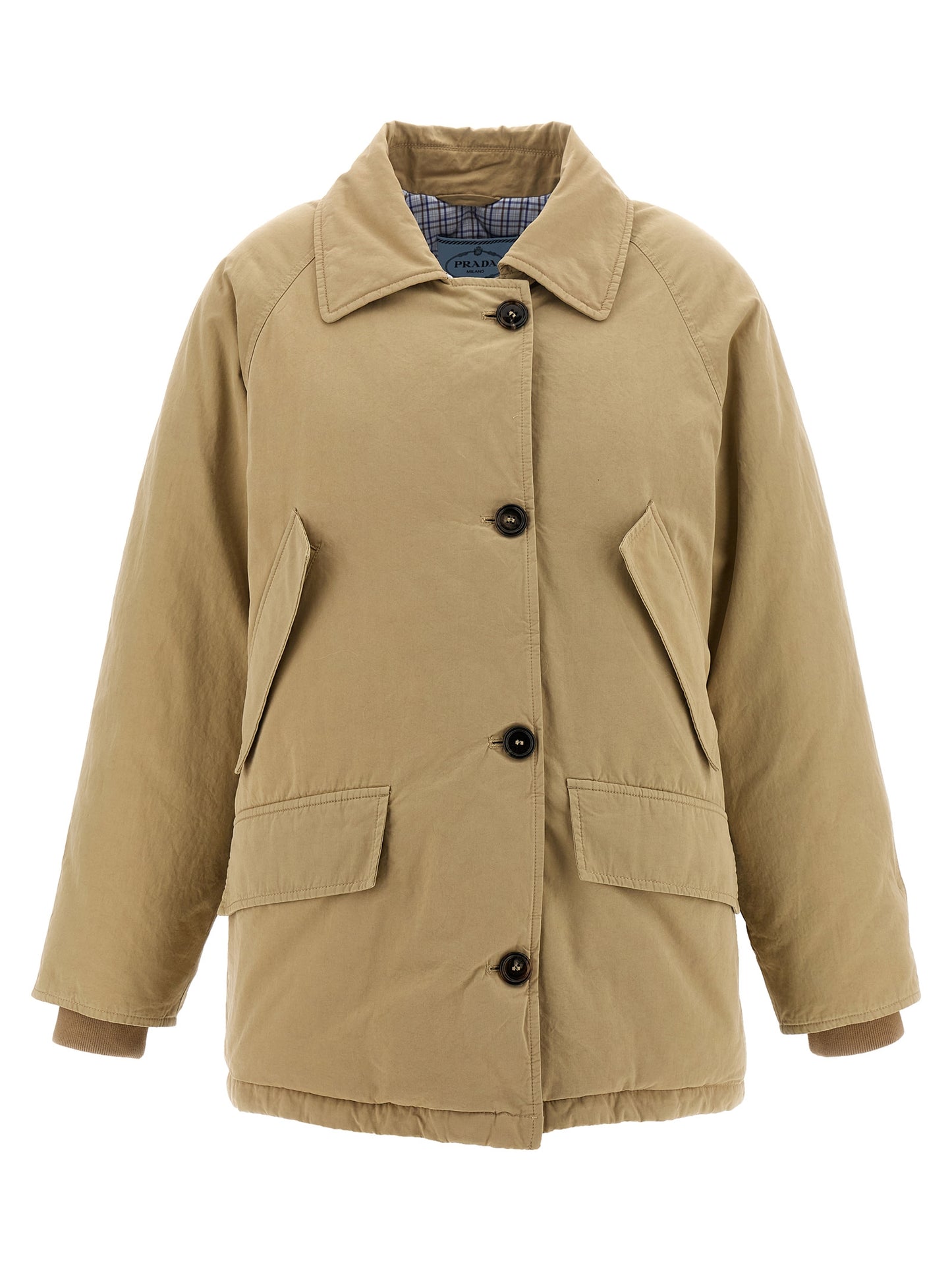 Beige Cotton Full-Length Jacket