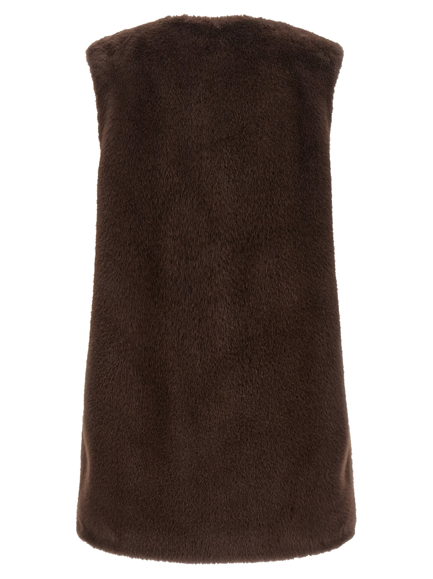 Brown Polyester Sleeveless Jacket
