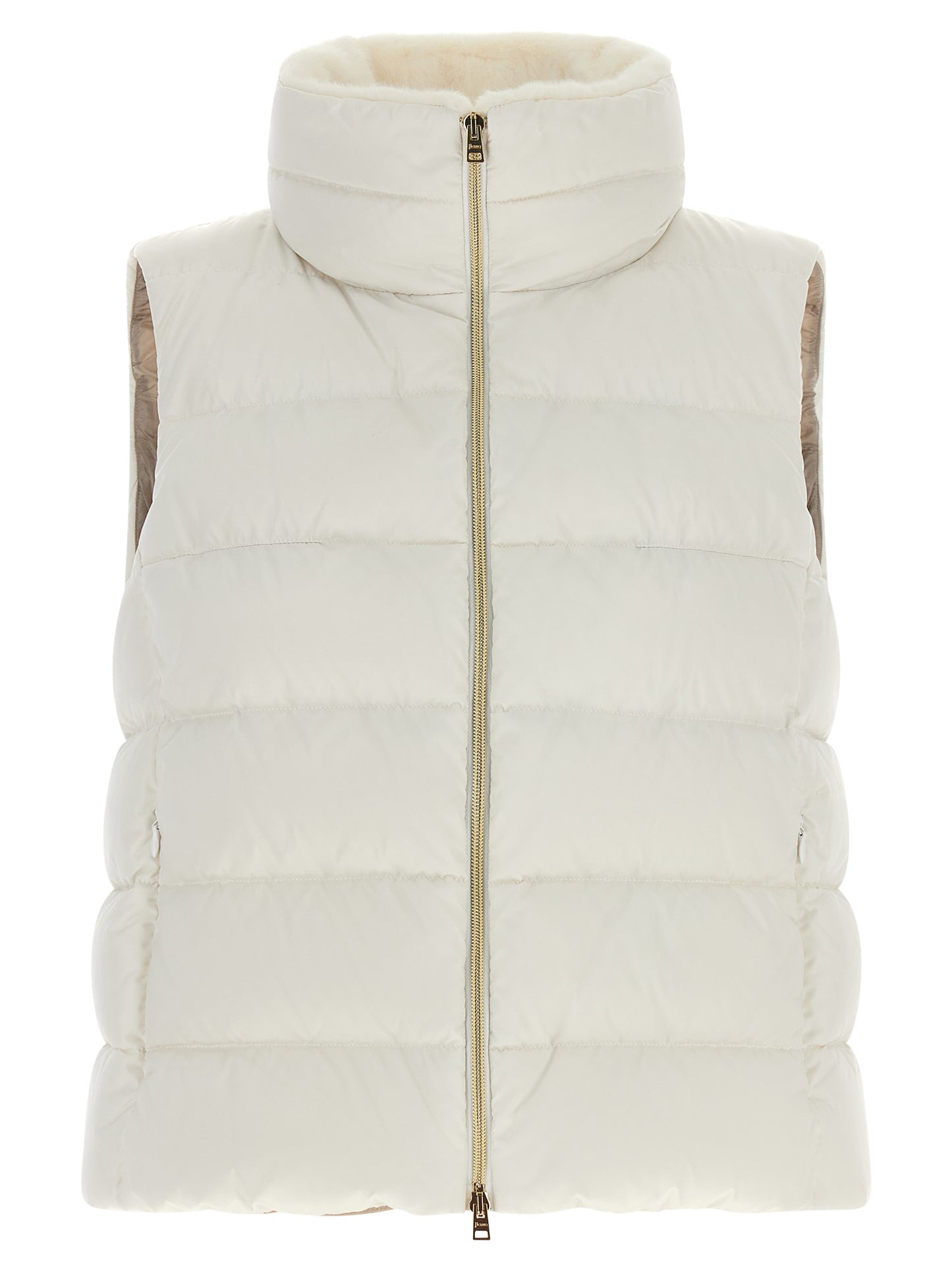 White Polyester Sleeveless Jacket