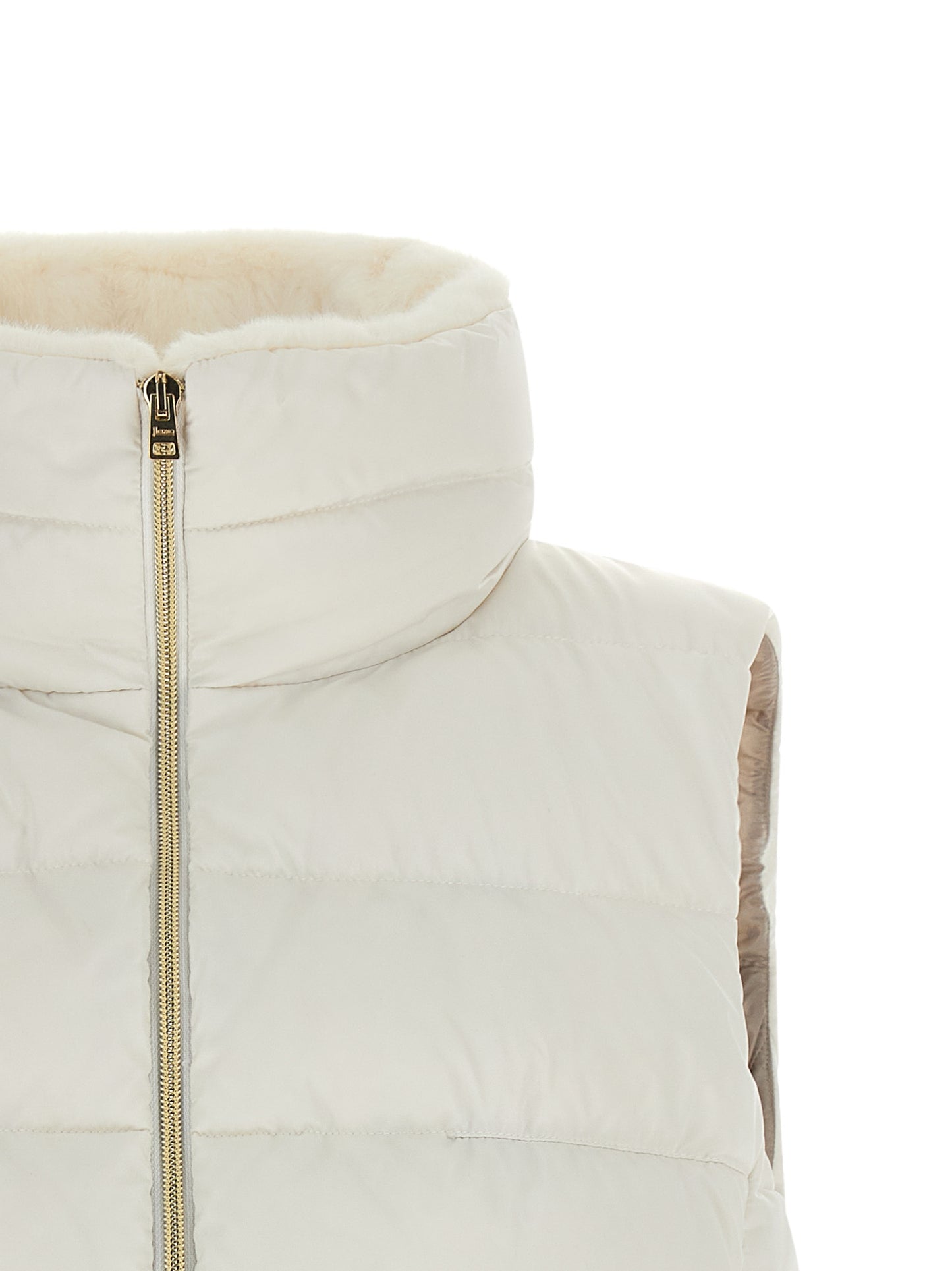 White Polyester Sleeveless Jacket