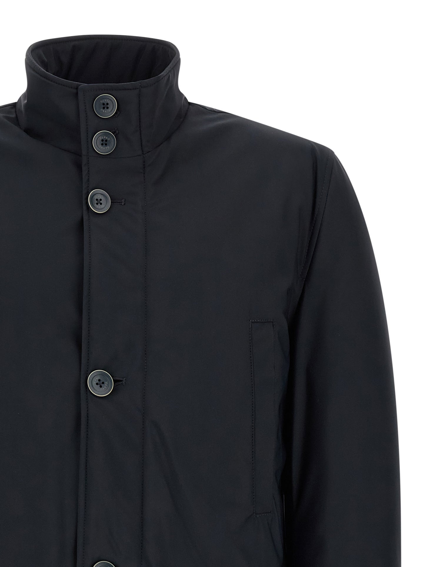 Blue Polyamide Full-Length Jacket