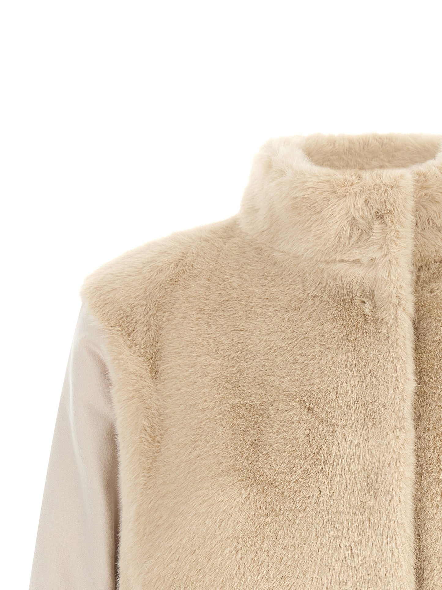 Beige Polyester Full-Length Jacket