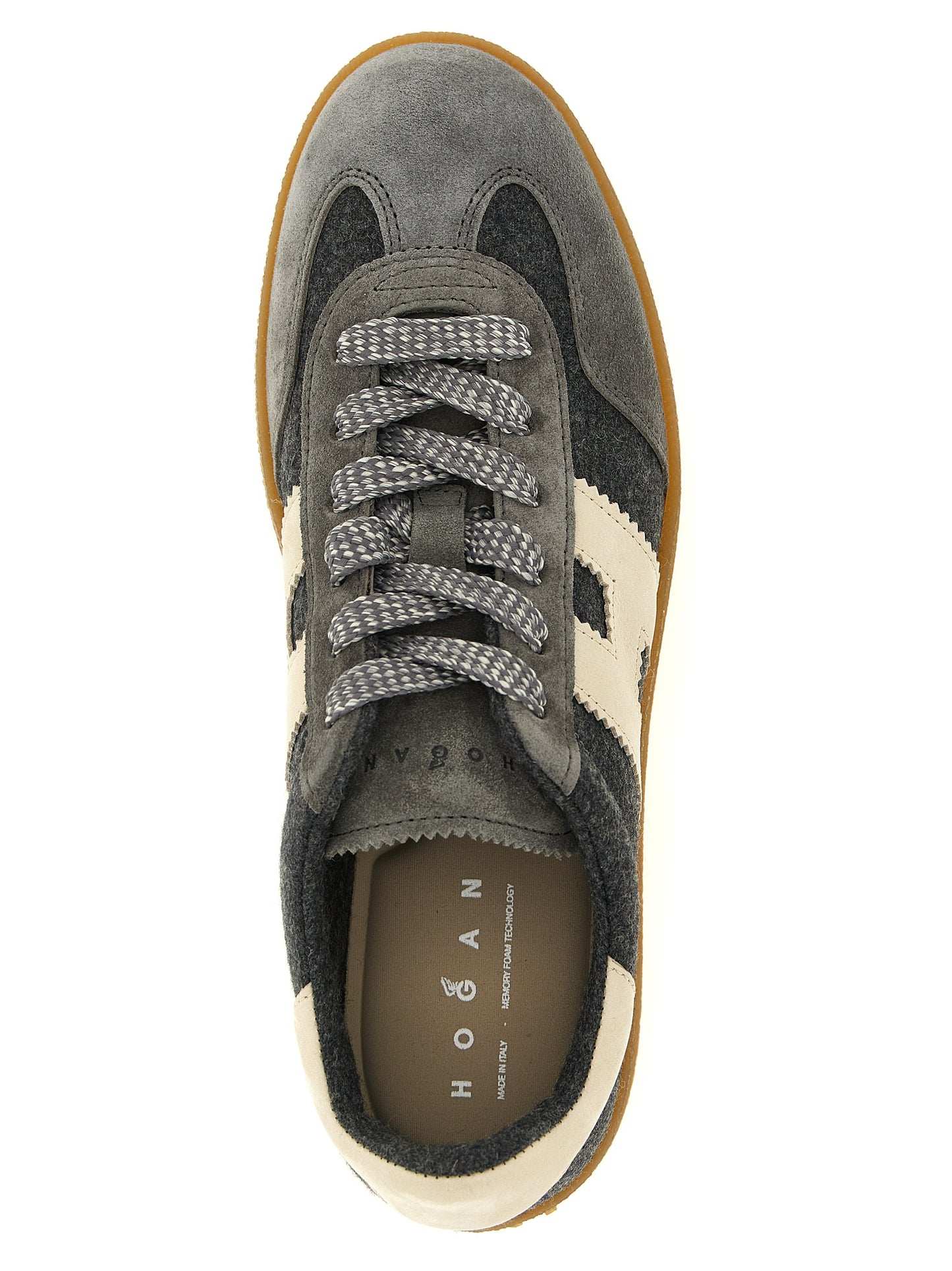 Gray Wool Platform Sneakers