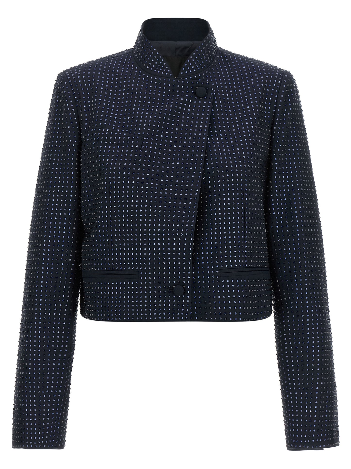 Blue Polyester Full-Length Jacket