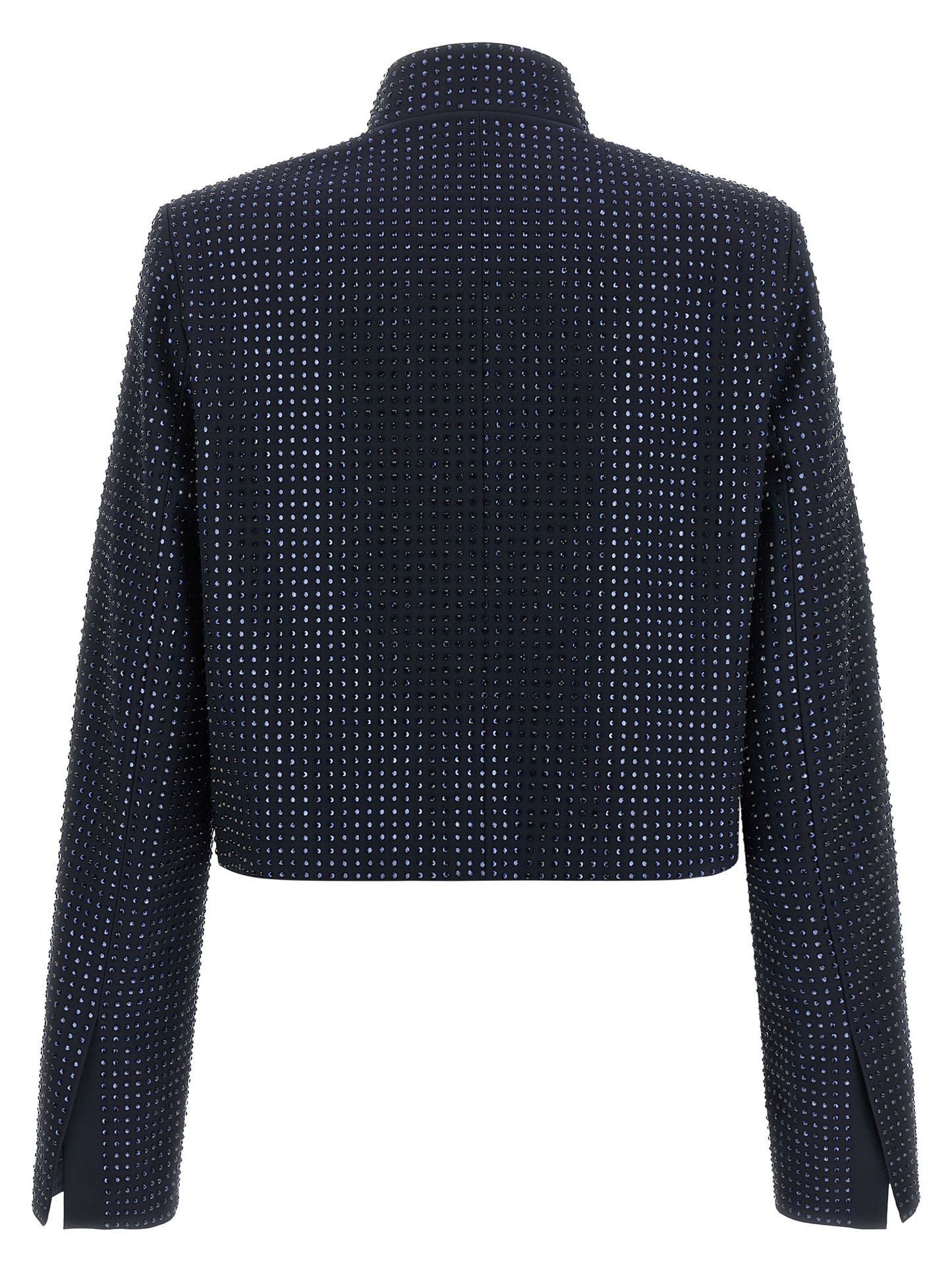 Blue Polyester Full-Length Jacket