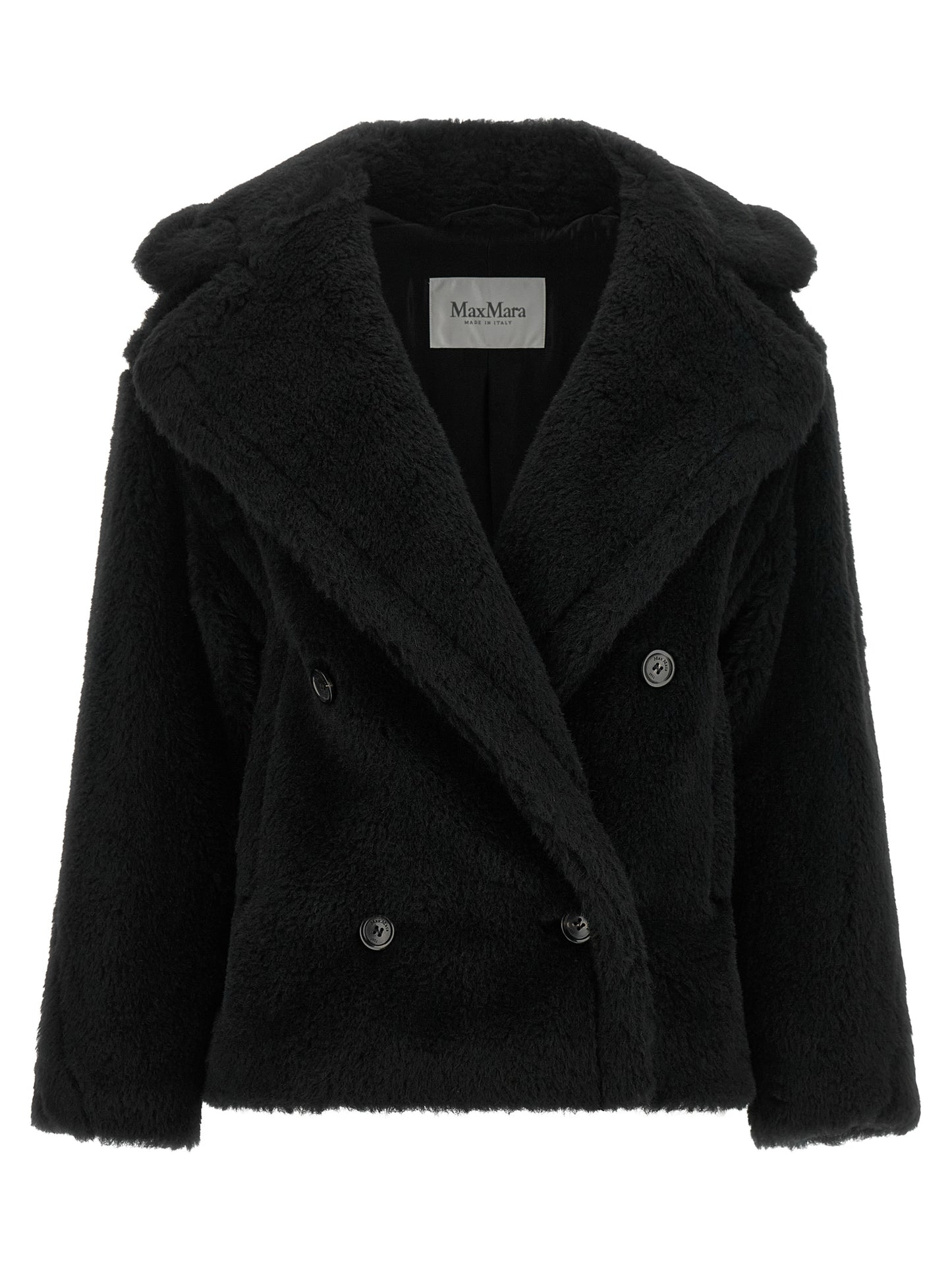 Black Alpaca Leather Coat