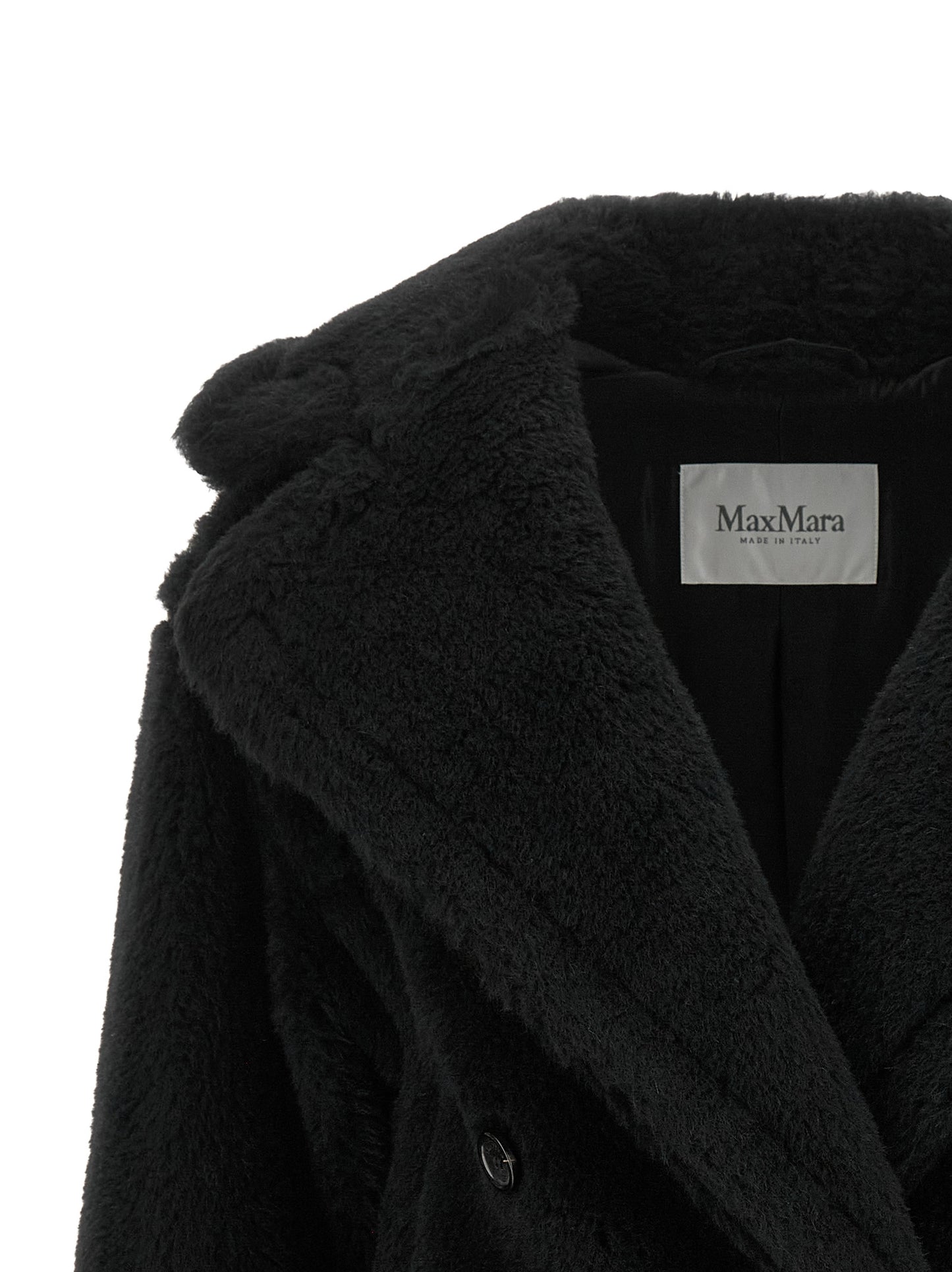 Black Alpaca Leather Coat
