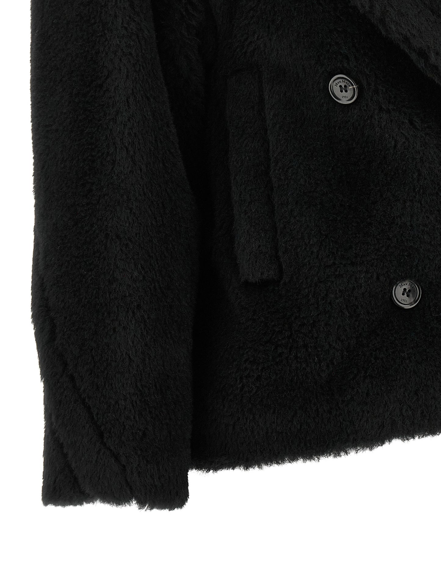 Black Alpaca Leather Coat
