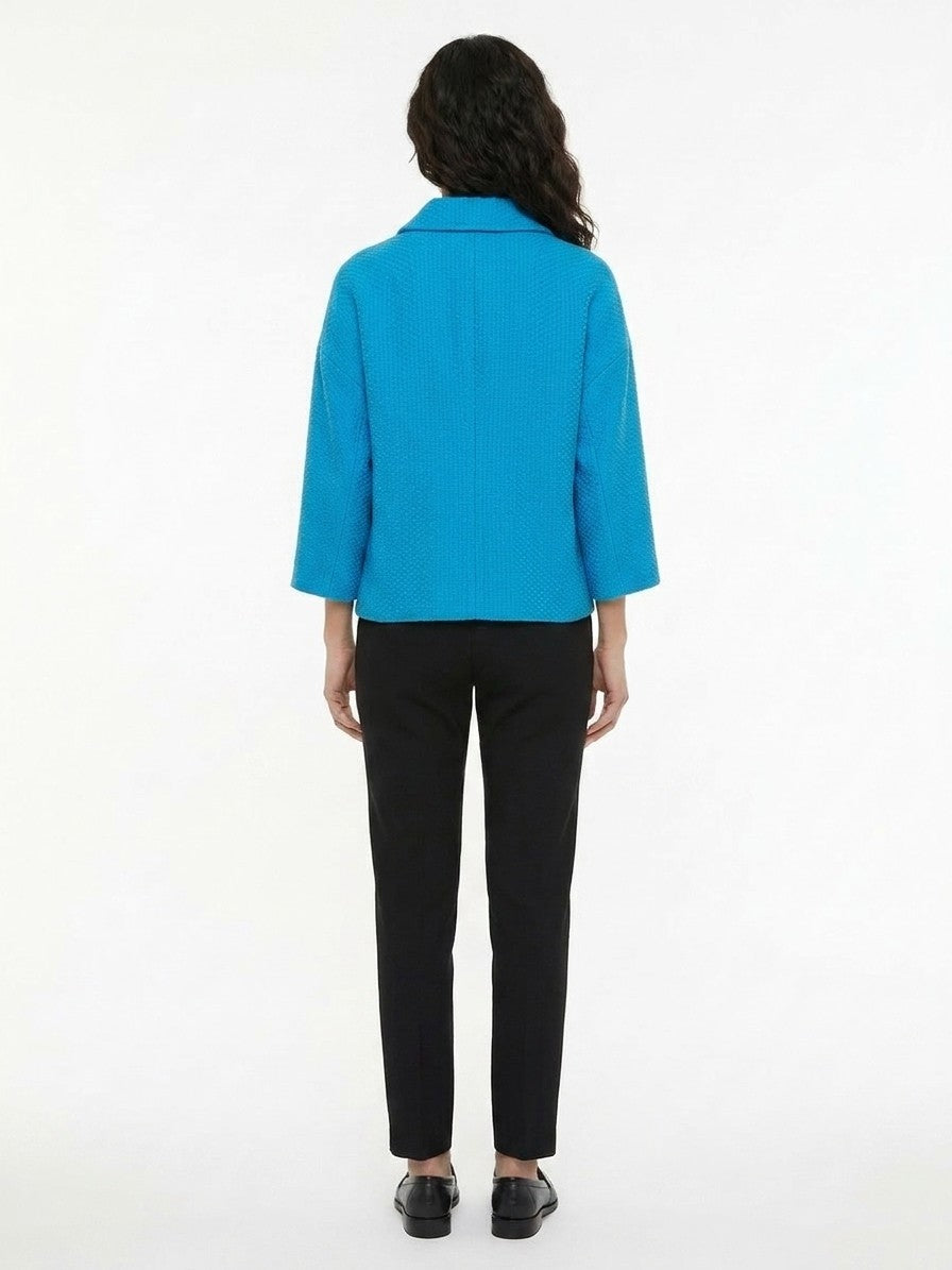 Blue Cotton Full-Length Jacket