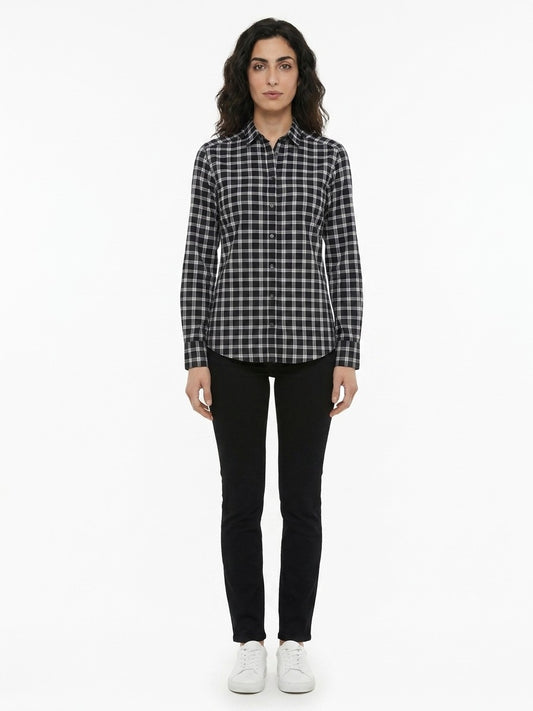 Black And White Silk Dress Shirt