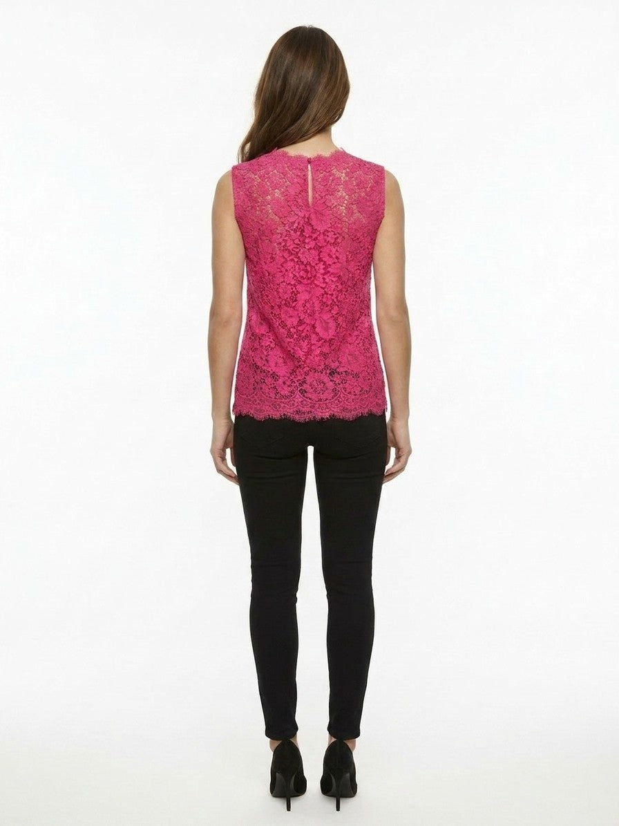 Pink Cotton Sleeveles T-Shirt