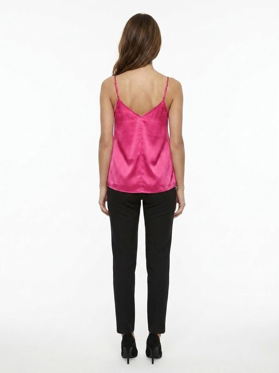Pink Silk Sleeveles T-Shirt