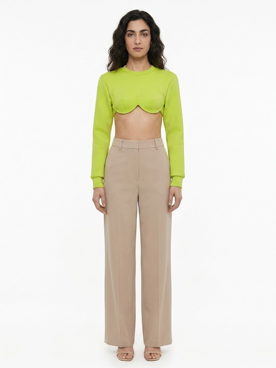 Yellow Elastane Long Sleeve T-Shirt
