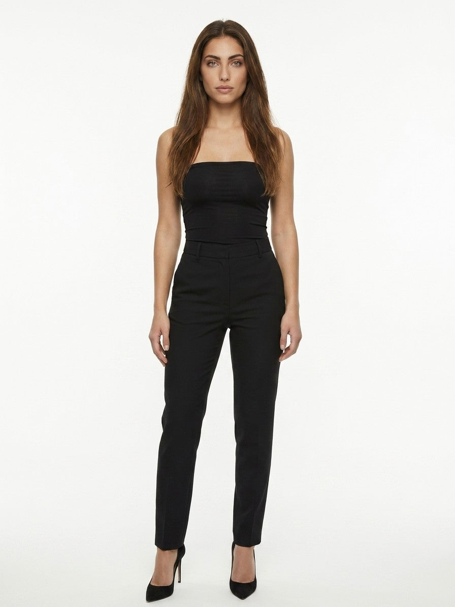 Black Elastane Sleeveles T-Shirt