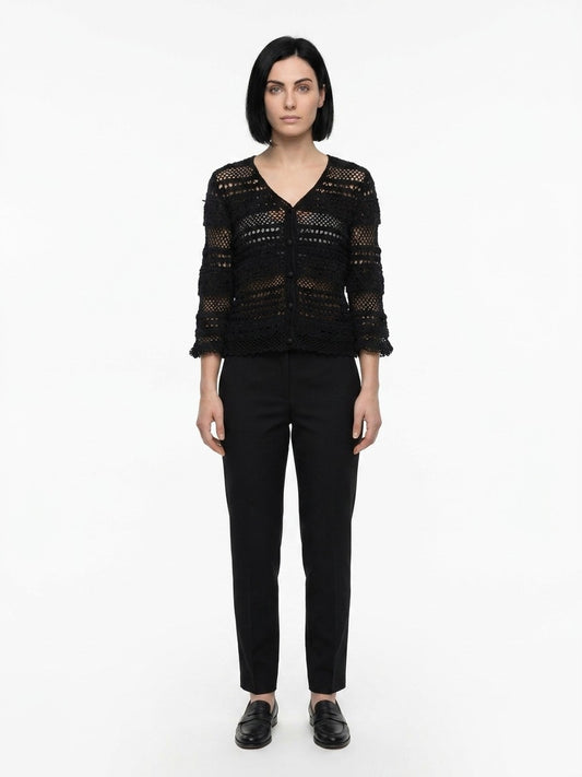 Black Cotton Cardigan