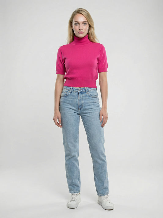 Pink Silk Turtleneck