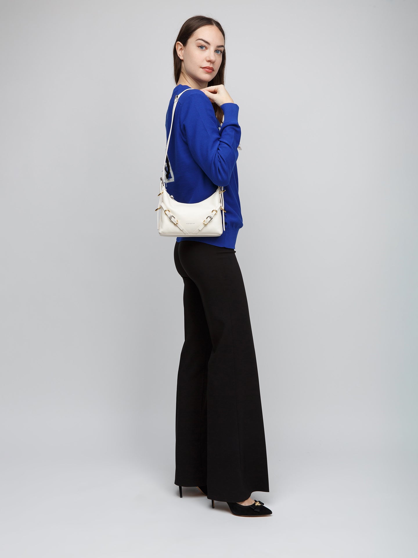Beige Calfskin Shoulder Bag