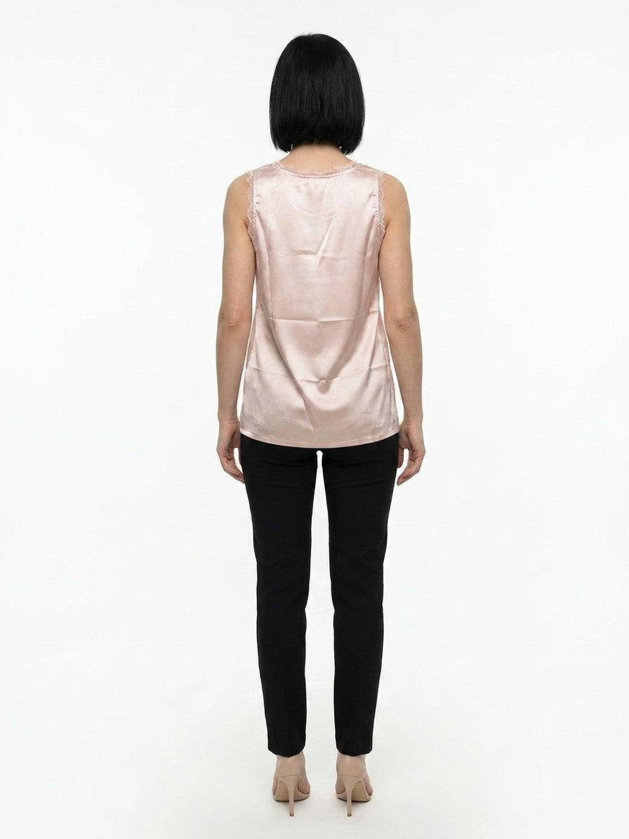 Pink Elastane Tank Tops