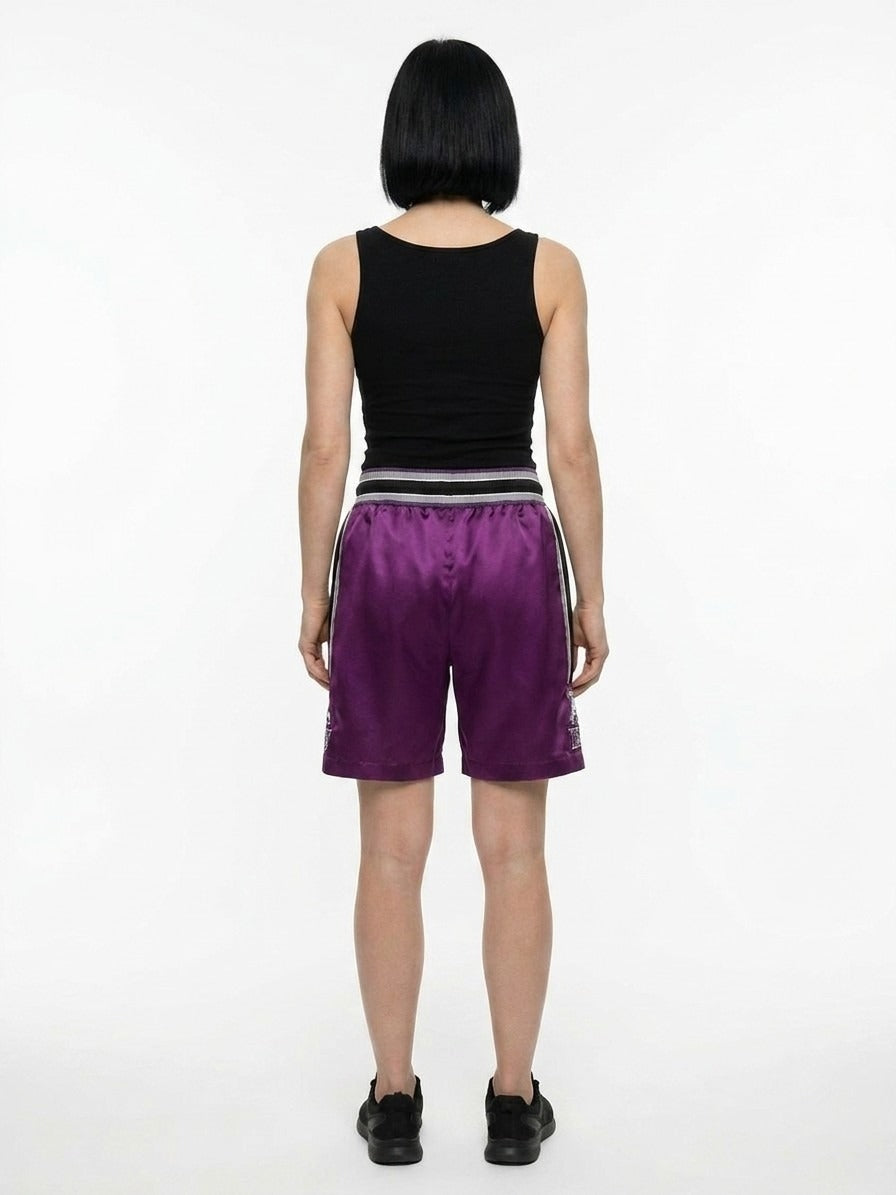 Purple Polyester Bermuda Shorts
