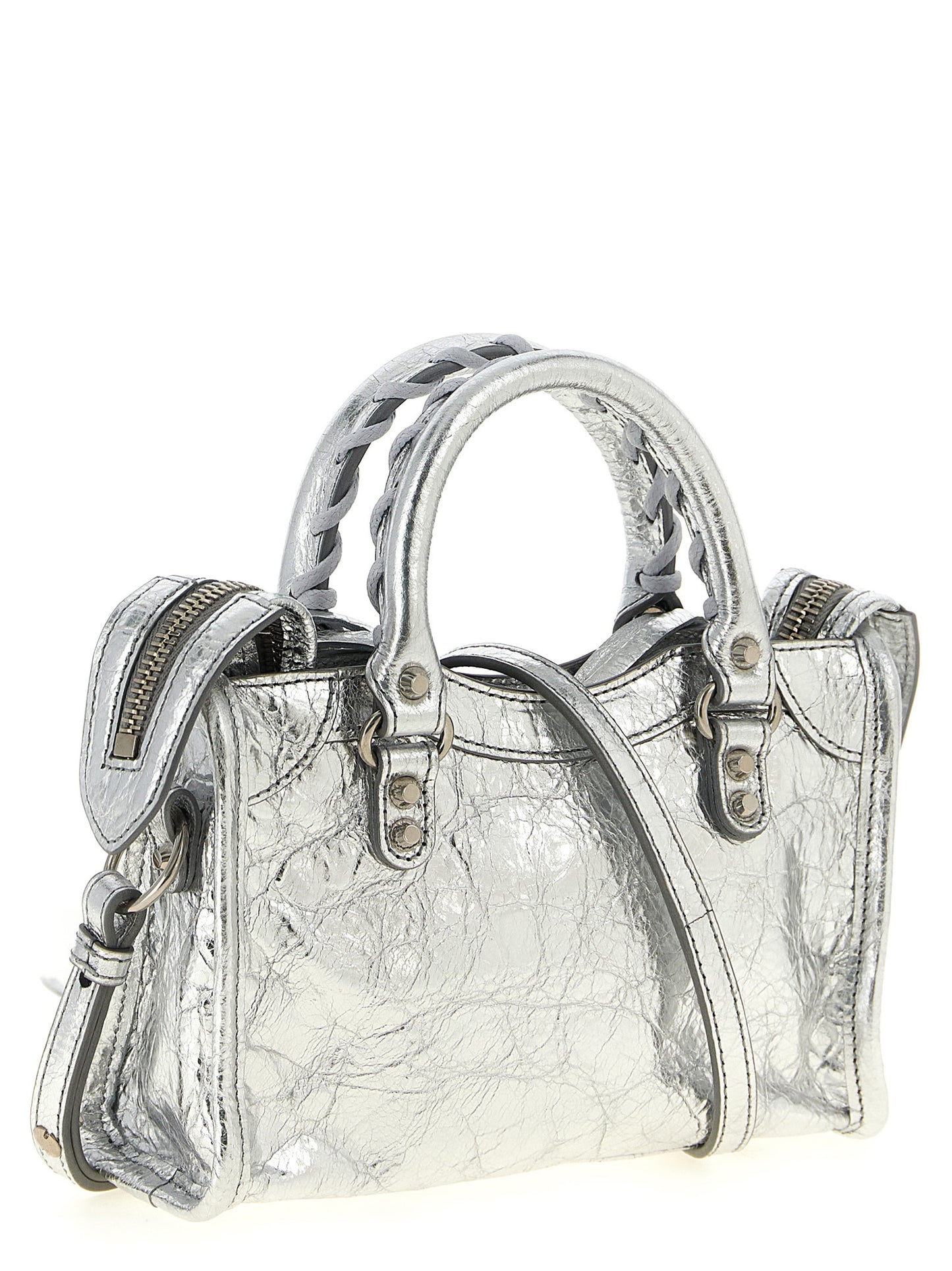 Silver Lamb Leather Crossbody Bag