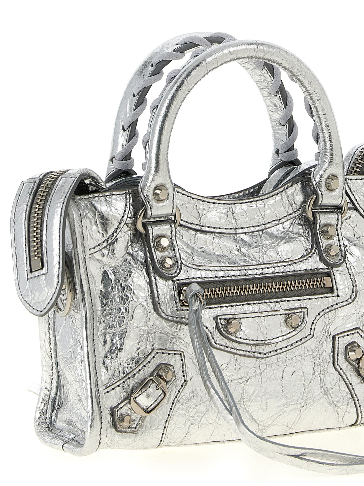 Silver Lamb Leather Crossbody Bag
