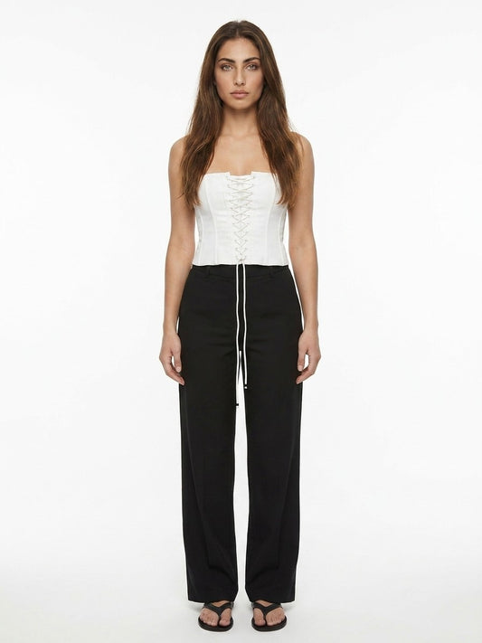 White Cotton Sleeveles T-Shirt