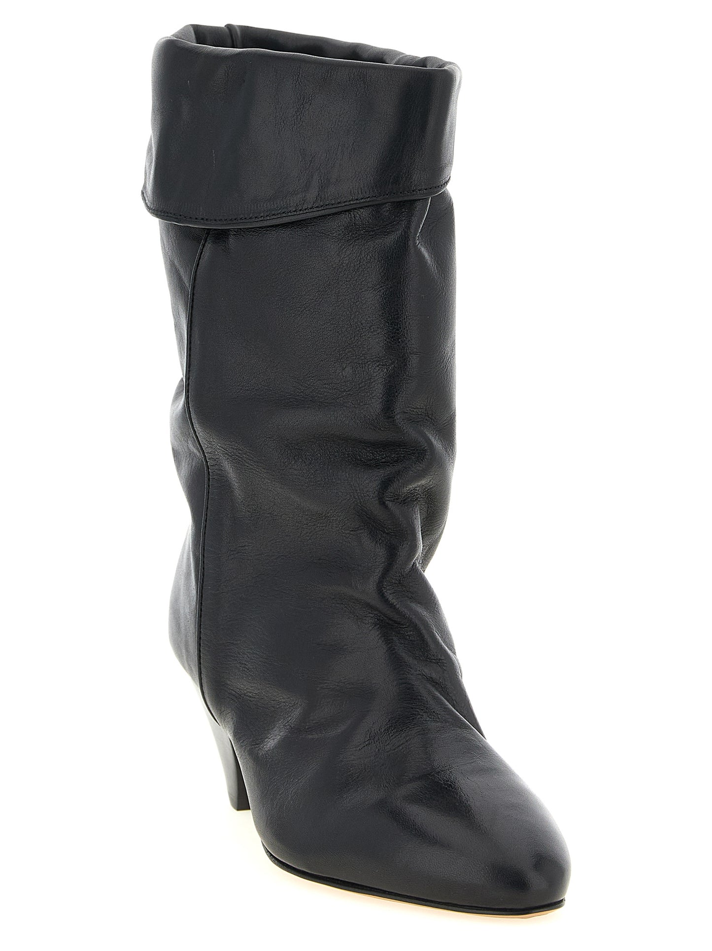 Black Cowhide Ankle Boots