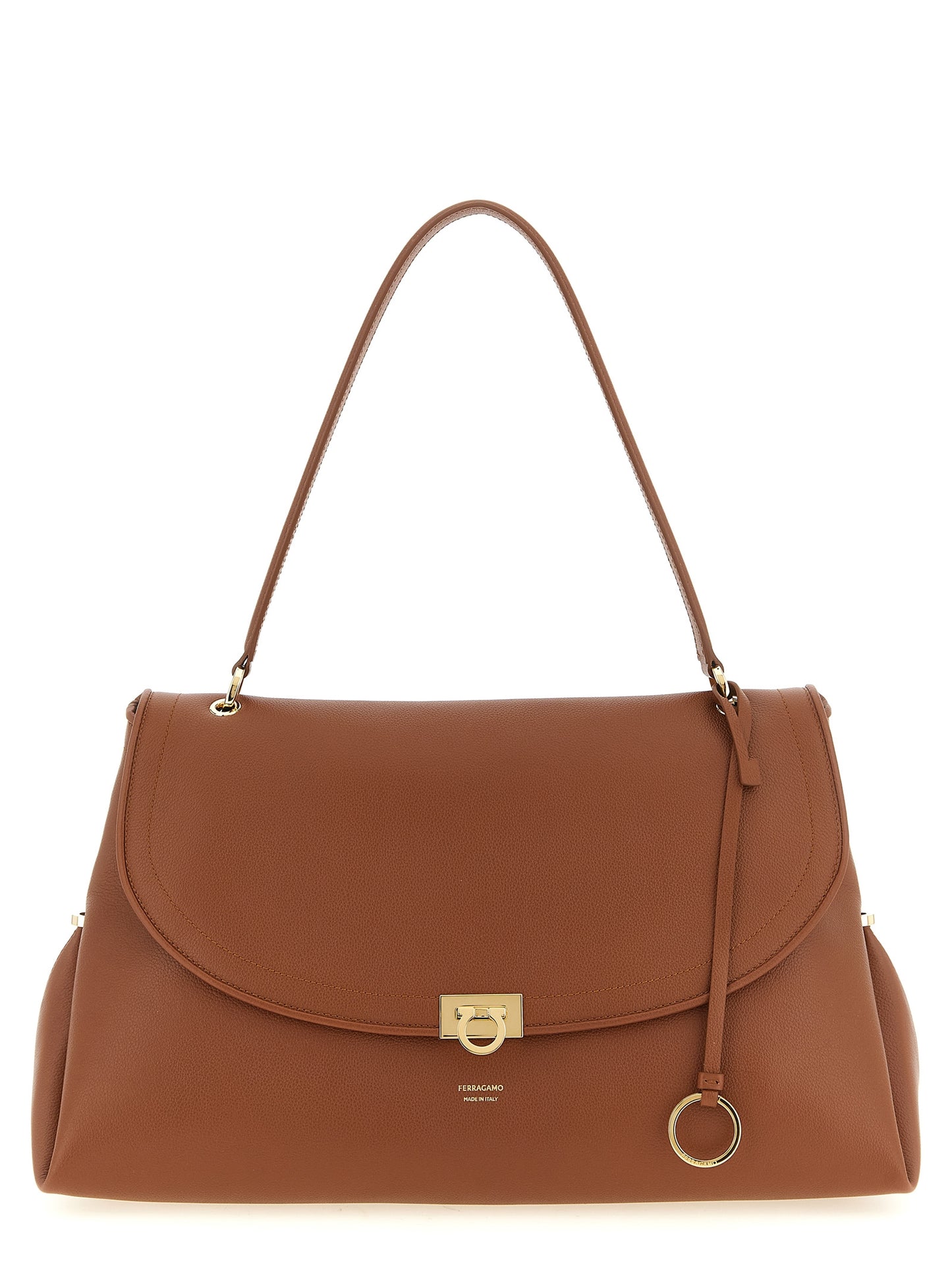 Brown Calfskin Shoulder Bag